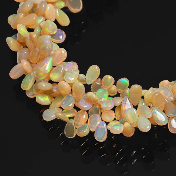 Natural Ethiopian Opal Smooth Pear Briolette, Opal Pear Beads, Opal Gemstone Jewelry