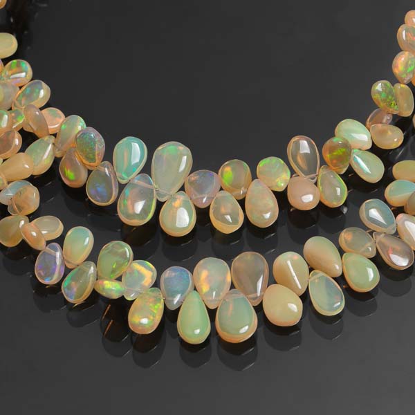 Natural Ethiopian Opal Smooth Pear Briolette, Opal Pear Beads, Opal Gemstone Jewelry