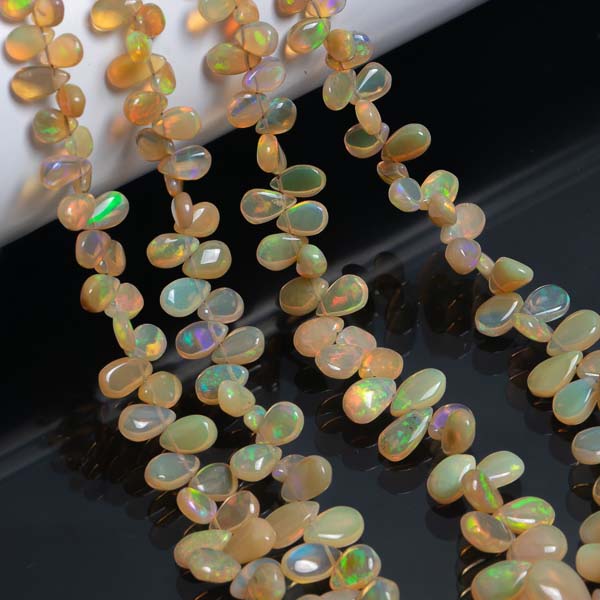 Natural Ethiopian Opal Smooth Pear Briolette, Opal Pear Beads, Opal Gemstone Jewelry