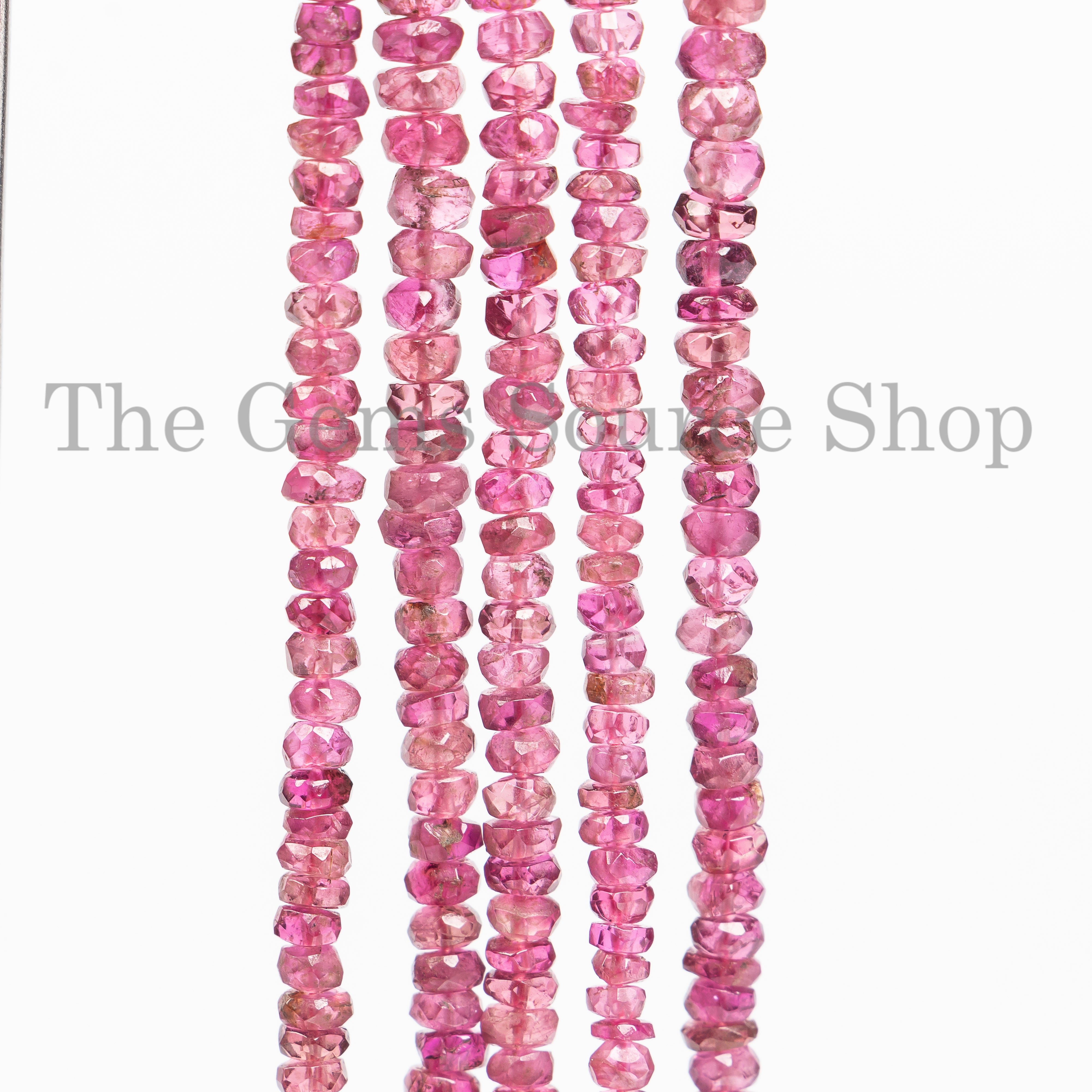 2.5-4.5mm Rubellite Tourmaline Beads, Rubellite Tourmaline Faceted Beads, Tourmaline Rondelle Shape Beads, Rubellite Briolettes Beads