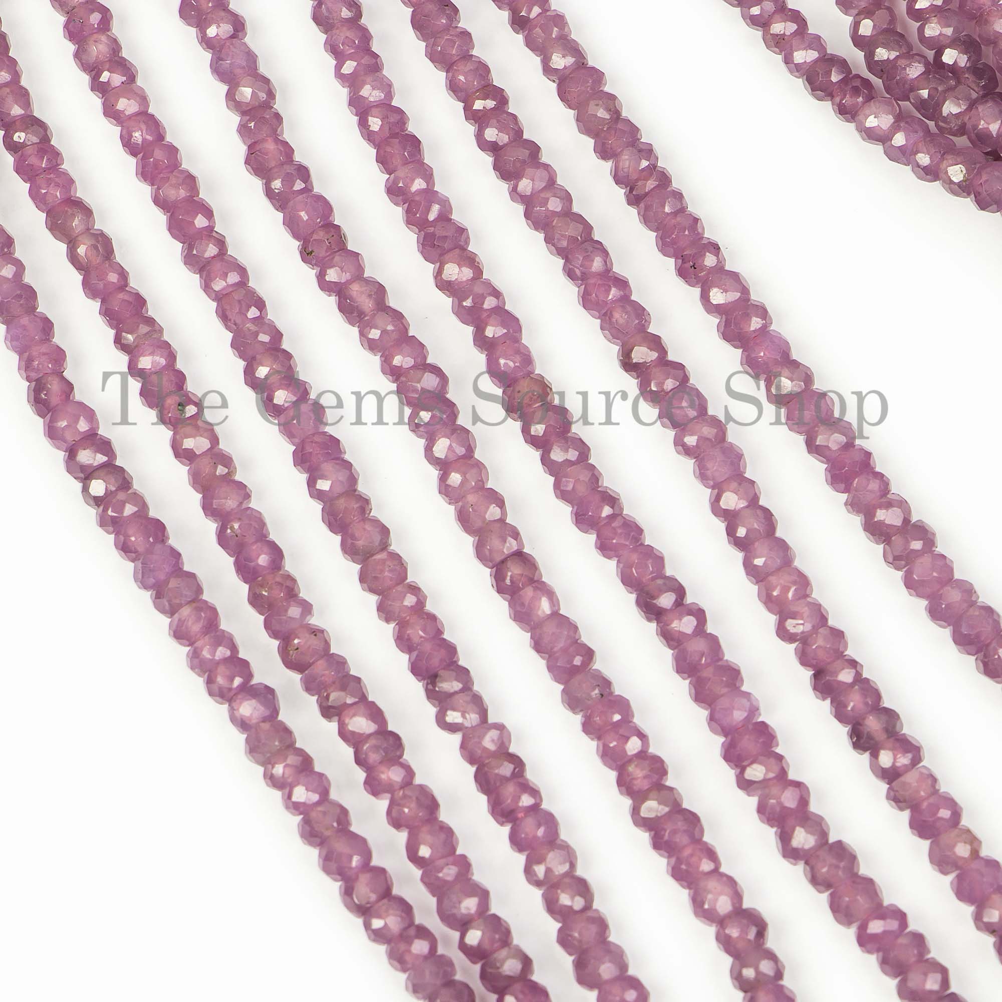 3-4.5mm Natural Ruby Gemstone Faceted Rondelle Shape Beads TGS-3513