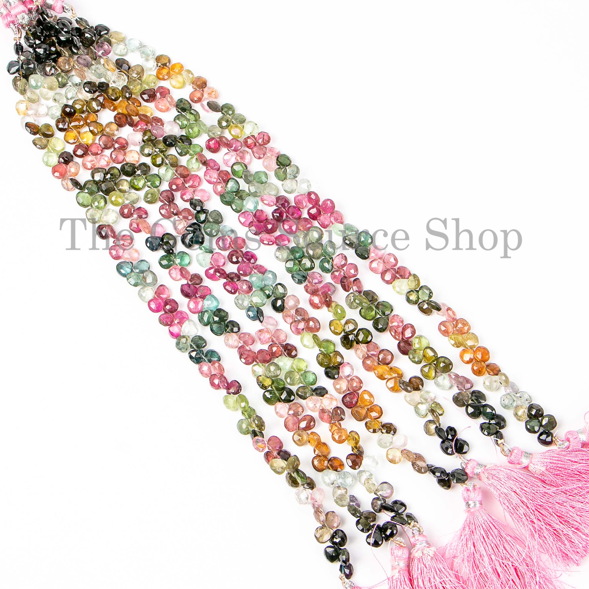 Multi Tourmaline Beads, Tourmaline Faceted Heart Beads, Side Drill Faceted Heart Beads