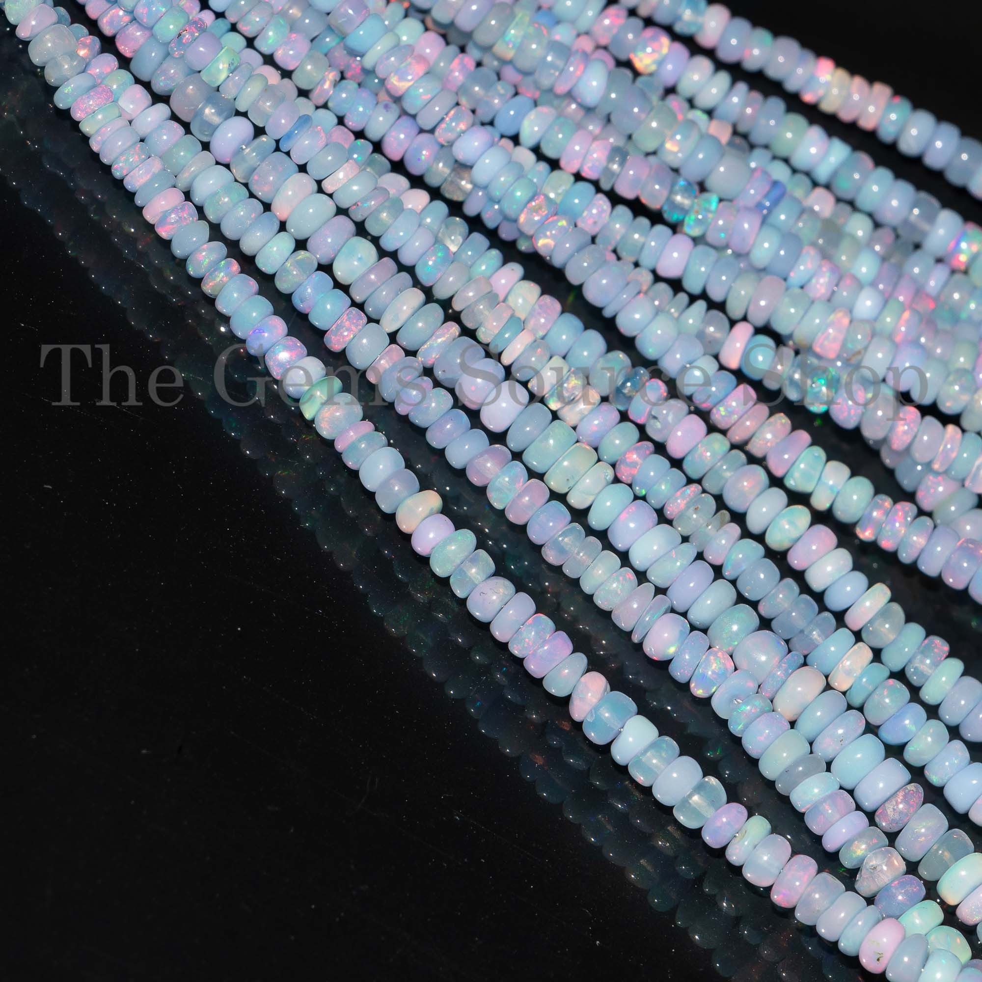 Sky Blue Opal Plain Rondelle Beads, Opal Gemstone Beads