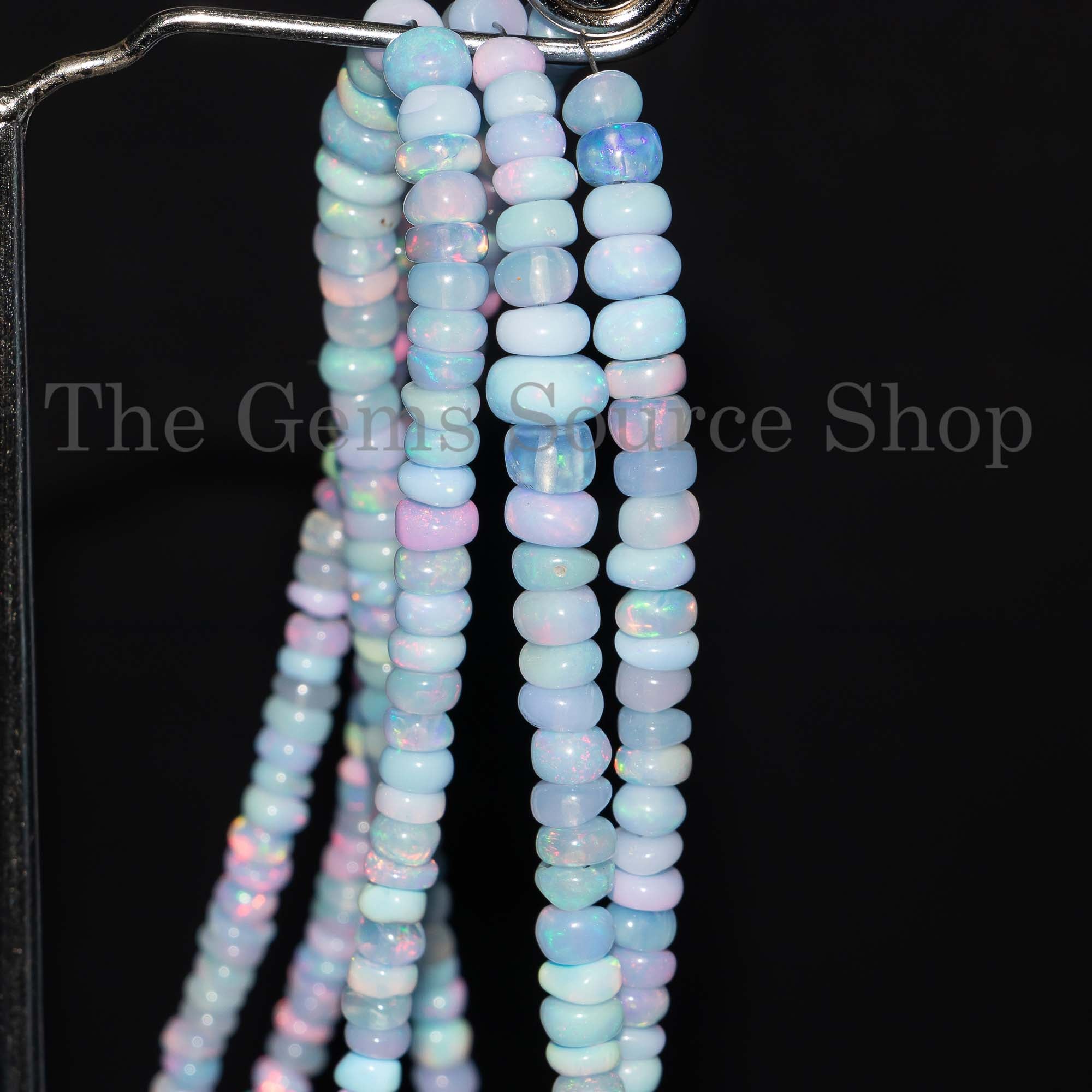 Sky Blue Opal Plain Rondelle Beads, Opal Gemstone Beads