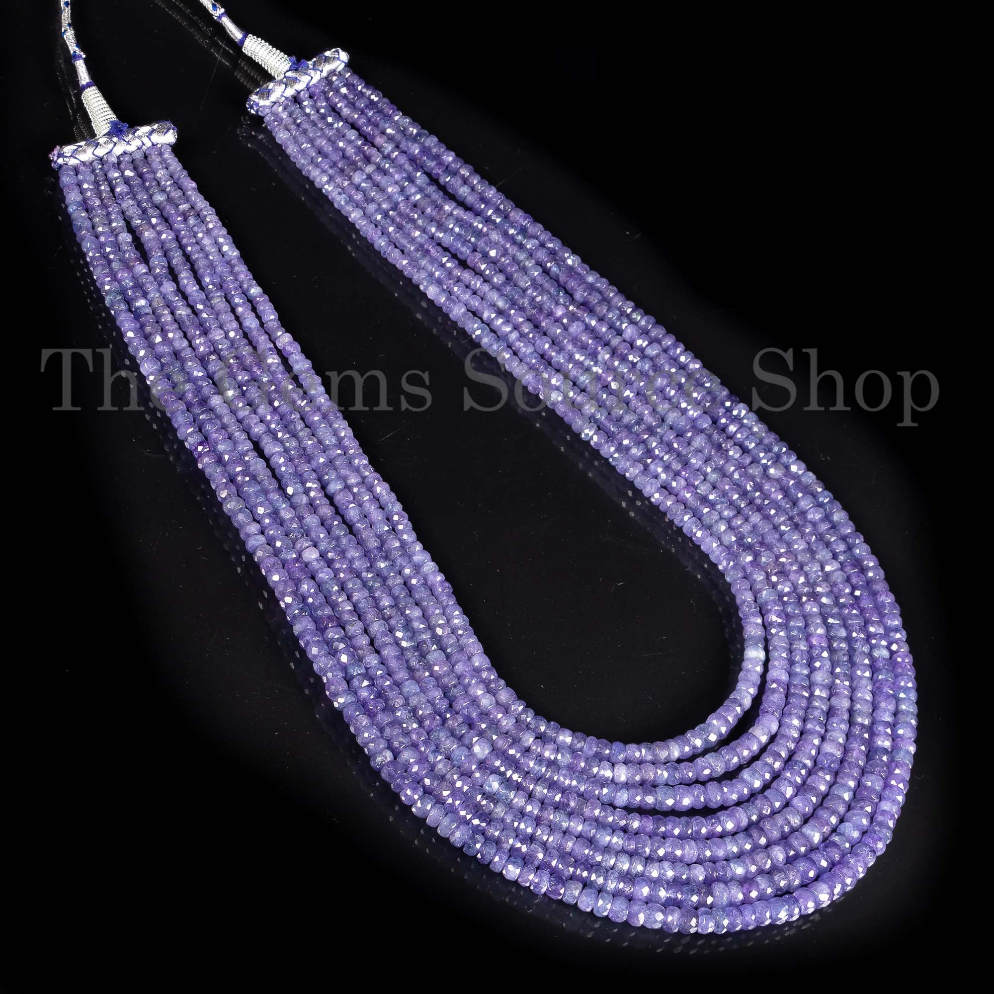 Tanzanite Beads Necklace, Tanzanite Faceted Necklace, Tanzanite Rondelle Beads Necklace