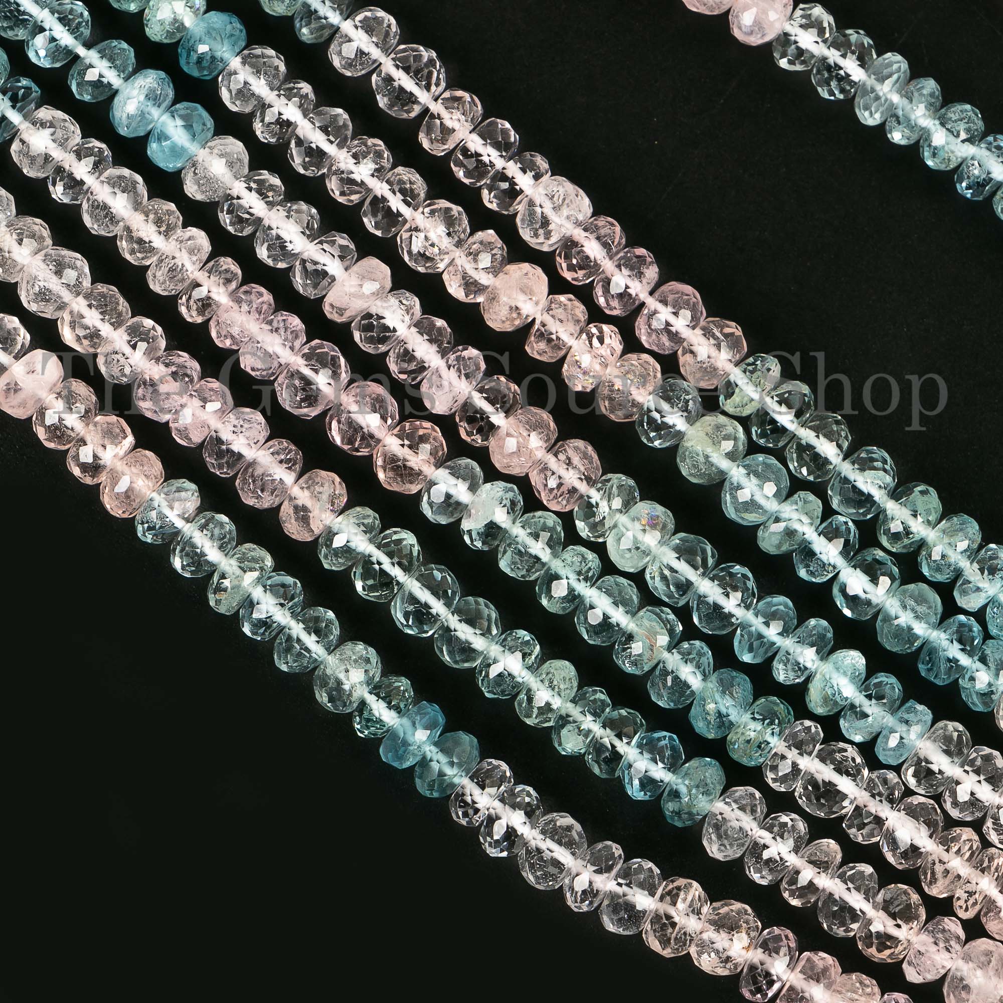 5.25-5.5mm Aquamarine Morganite Faceted Rondelle, Aquamarine Faceted Beads, Morganite Rondelle Beads, Aquamarine Gemstone Beads For Jewelry