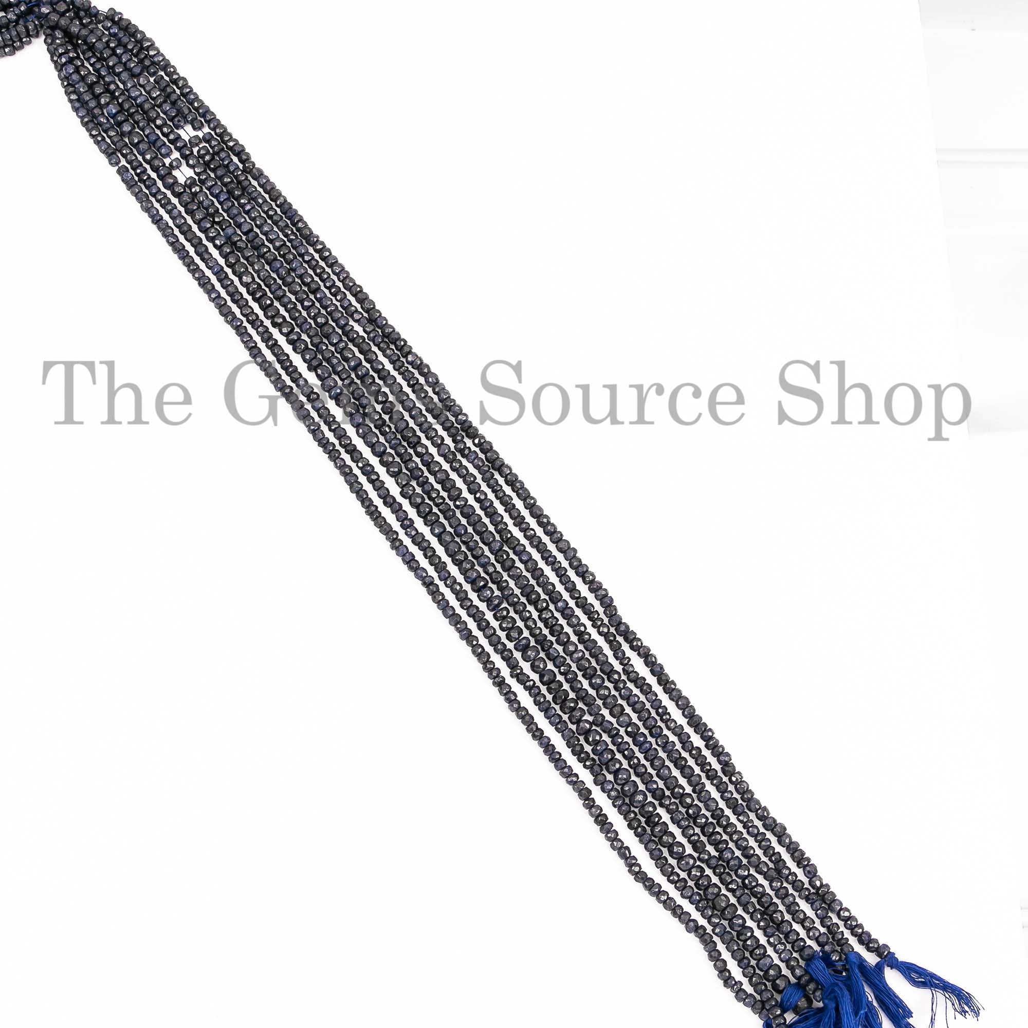 Blue Sapphire Beads, Blue Sapphire Faceted Beads, Blue Sapphire Rondelle Shape Beads, Wholesale Price Beads