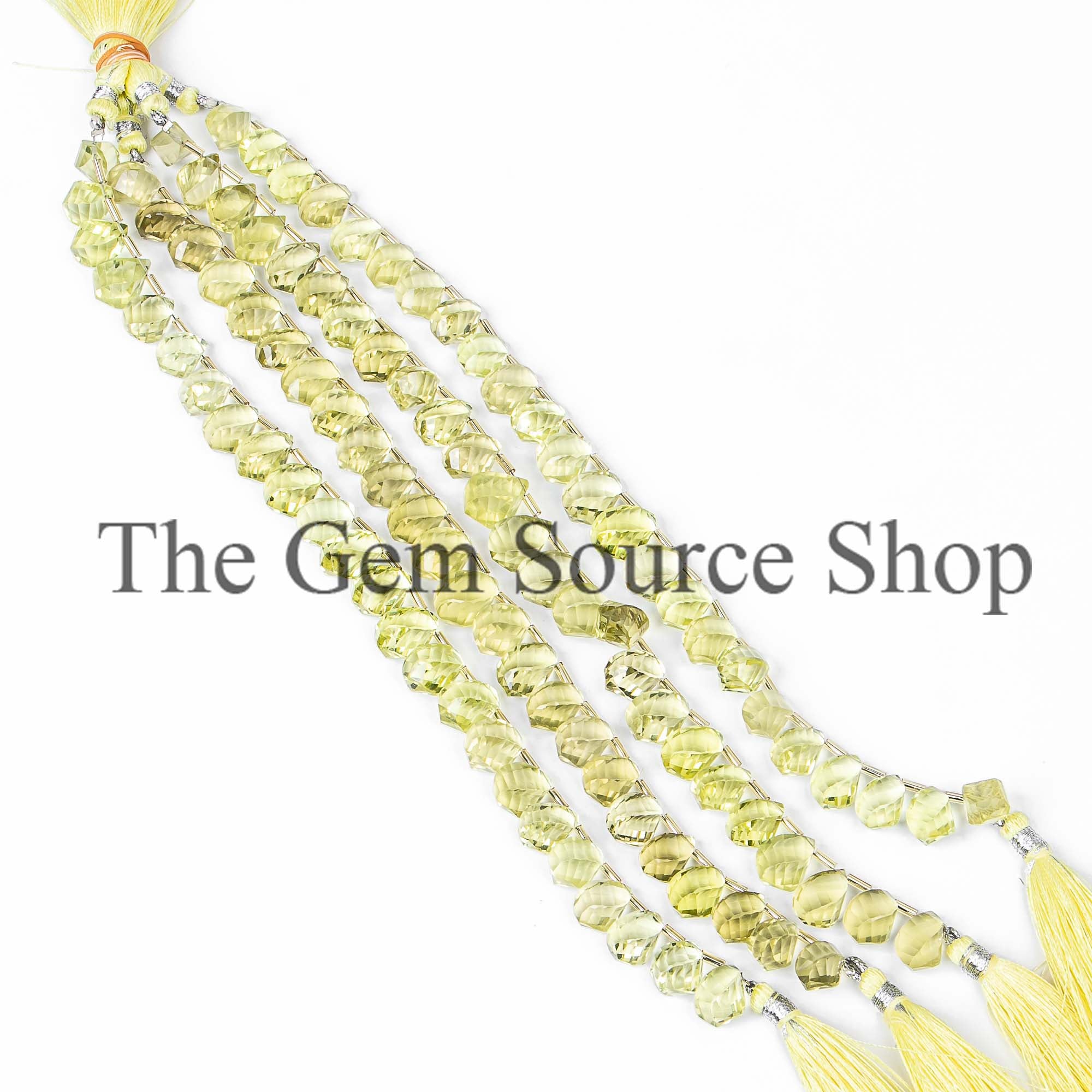 Lemon Quartz Faceted Twisted Drops Beads, Lemon Quartz Beads, Fancy Shape Beads, Faceted Beads