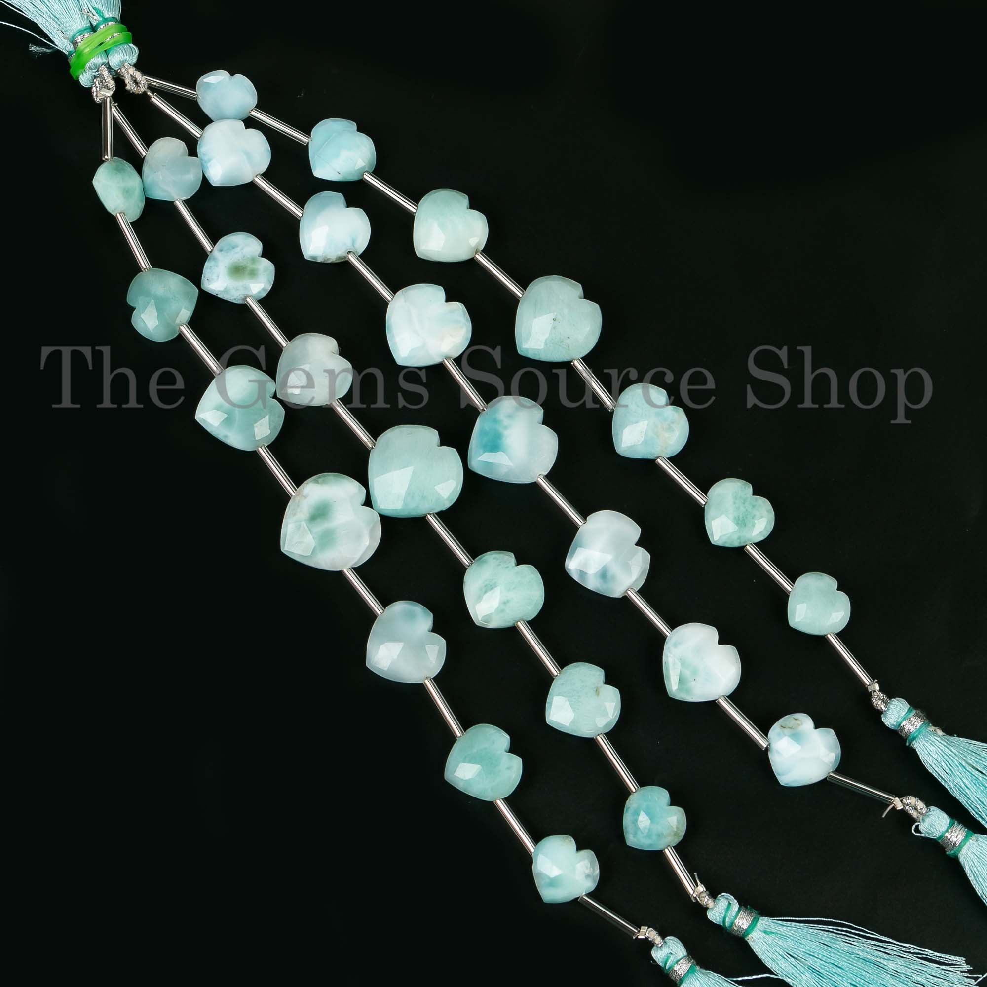 Top Quality Larimar Beads, Larimar Briolette Hearts, 12.5-18mm Larimar Faceted Beads, Larimar Heart Shape, Larimar Gemstone Beads
