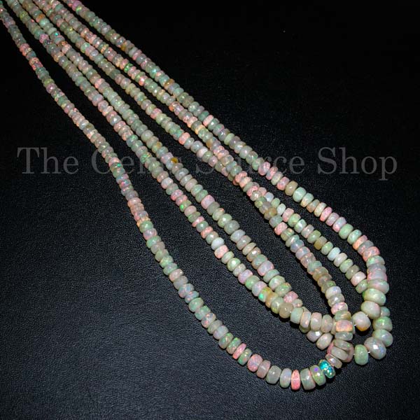 Natural Fire Opal Rondelle Beads, Ethiopian Opal Faceted Rondelle, Welo Opal Rondelle Beads, Opal Rondelle