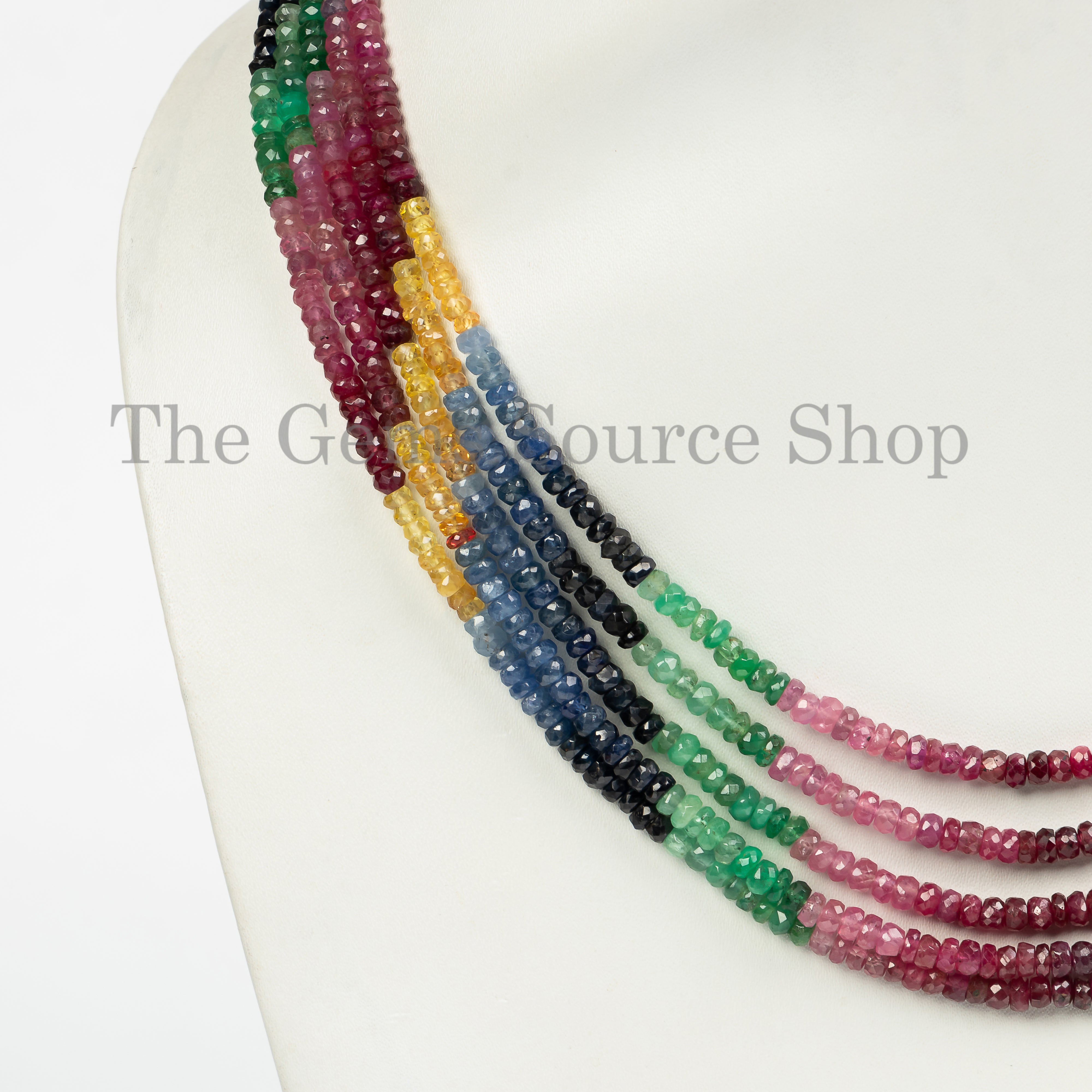 Natural Multi Sapphire Gemstone Necklace, Multi Sapphire Faceted Rondelle Necklace