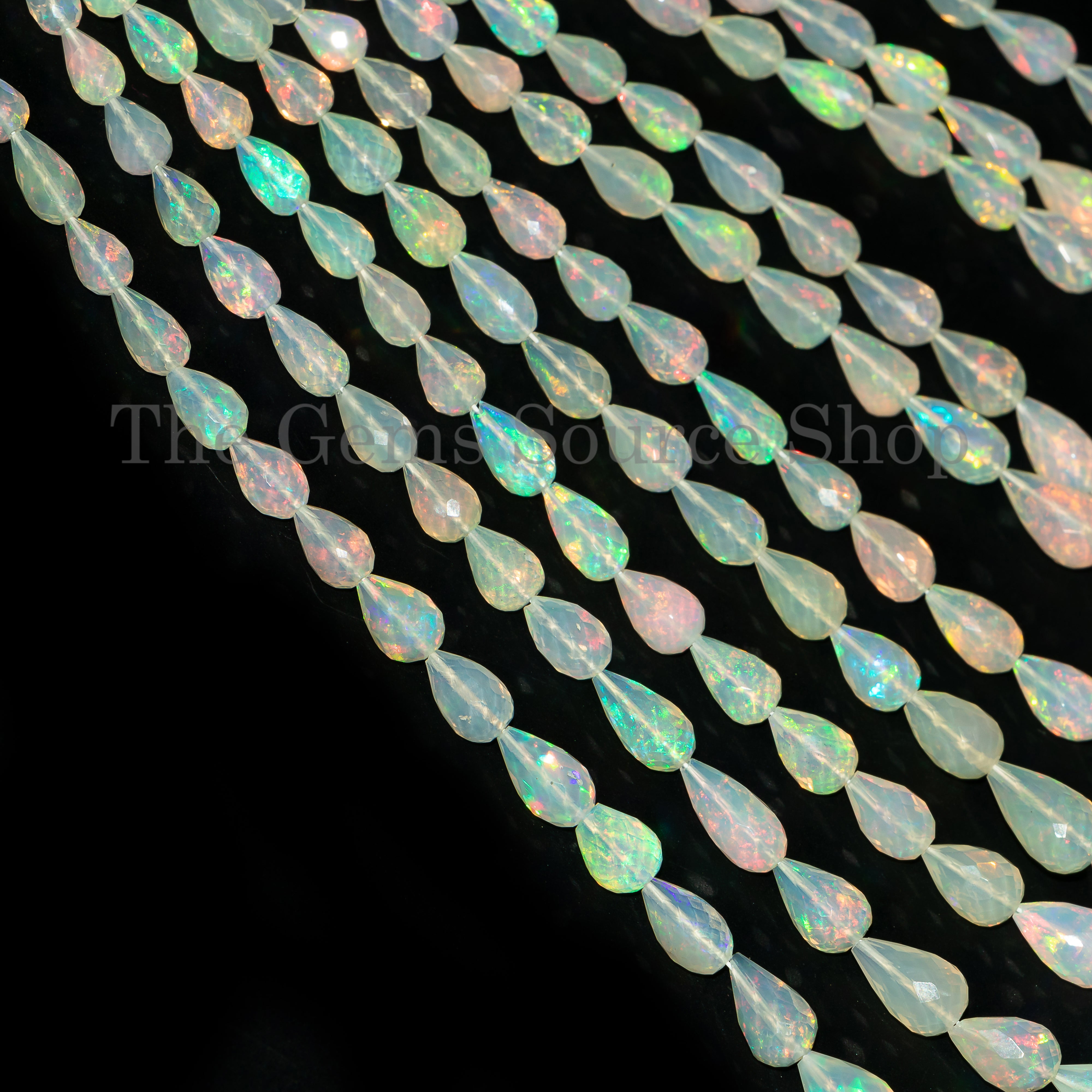 Top Quality Ethiopian Opal Beads, Opal Faceted Drops Shape, Opal Gemstone Beads