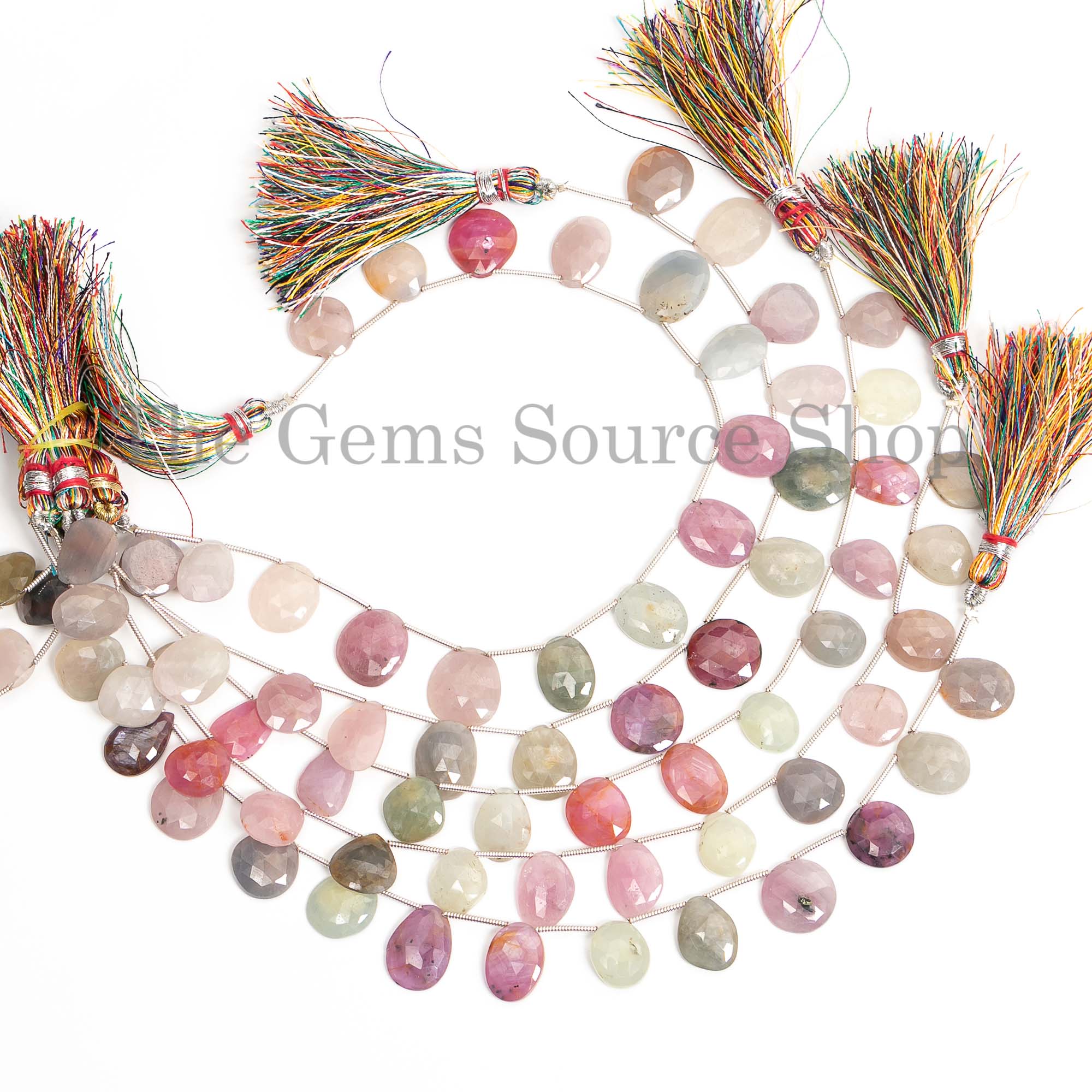 Multi Sapphire Beads, Multi Sapphire Flat Fancy Beads, Multi Sapphire Rose Cut Beads, Gemstone Beads