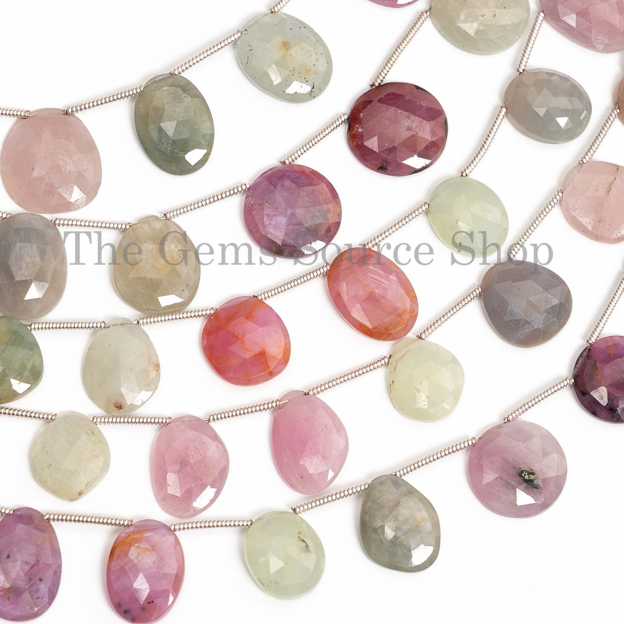 Multi Sapphire Beads, Multi Sapphire Flat Fancy Beads, Multi Sapphire Rose Cut Beads, Gemstone Beads