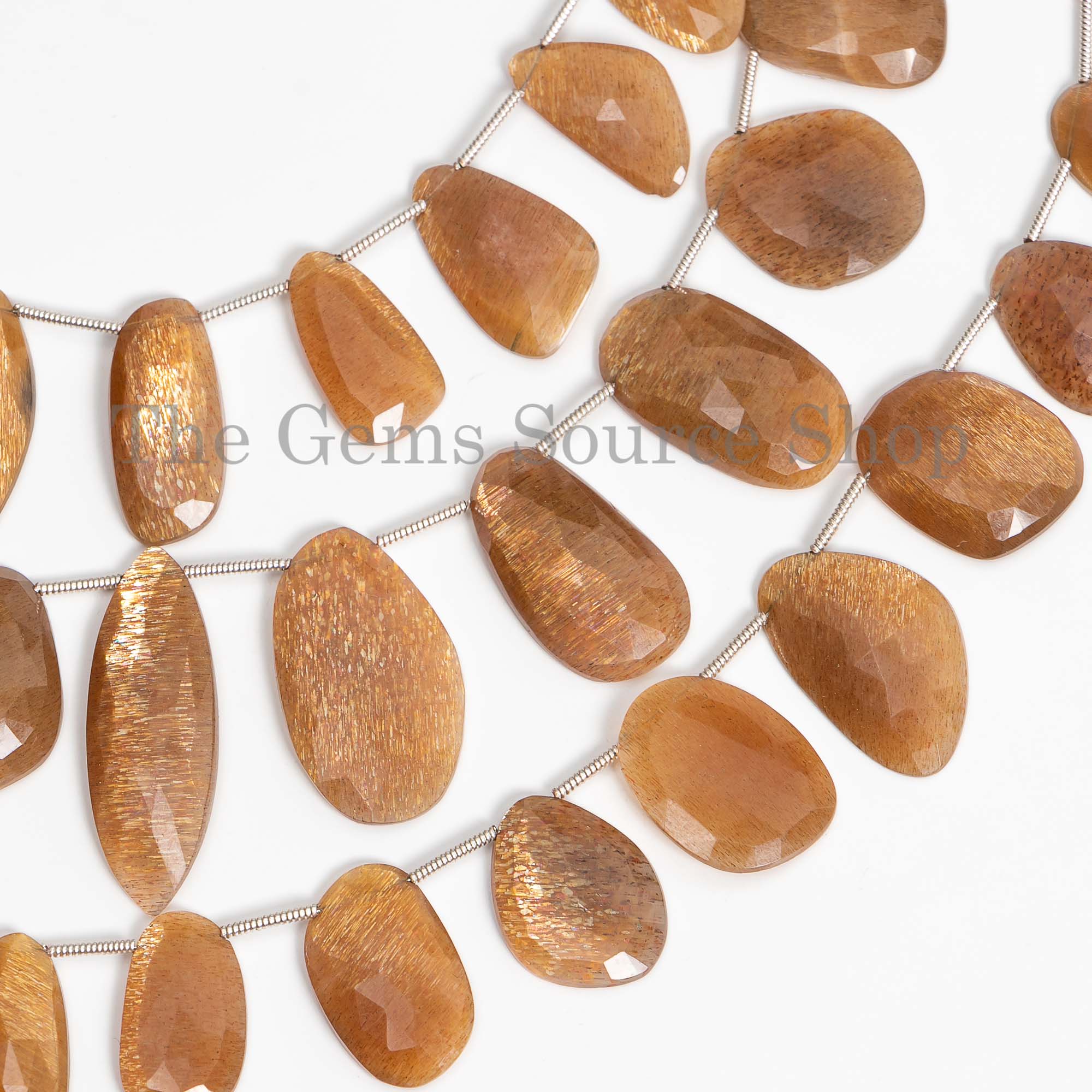 Golden Moonstone Faceted Flat Fancy Beads, Golden Moonstone Beads, Moonstone Fancy Beads