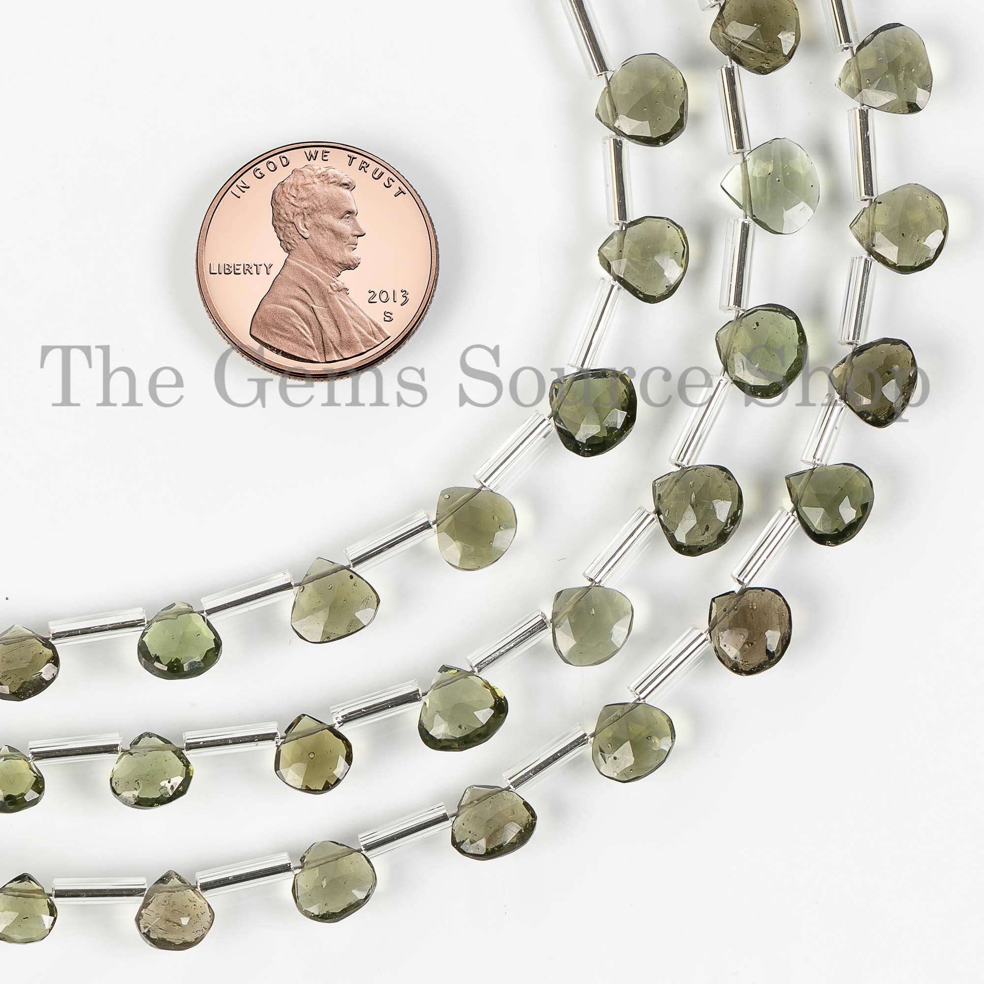 5.5-7mm Moldavite Gemstone Heart Briolette, Natural Moldavite Beads, Faceted Heart Beads, Moldavite Beads Strand, Certificate Moldavite