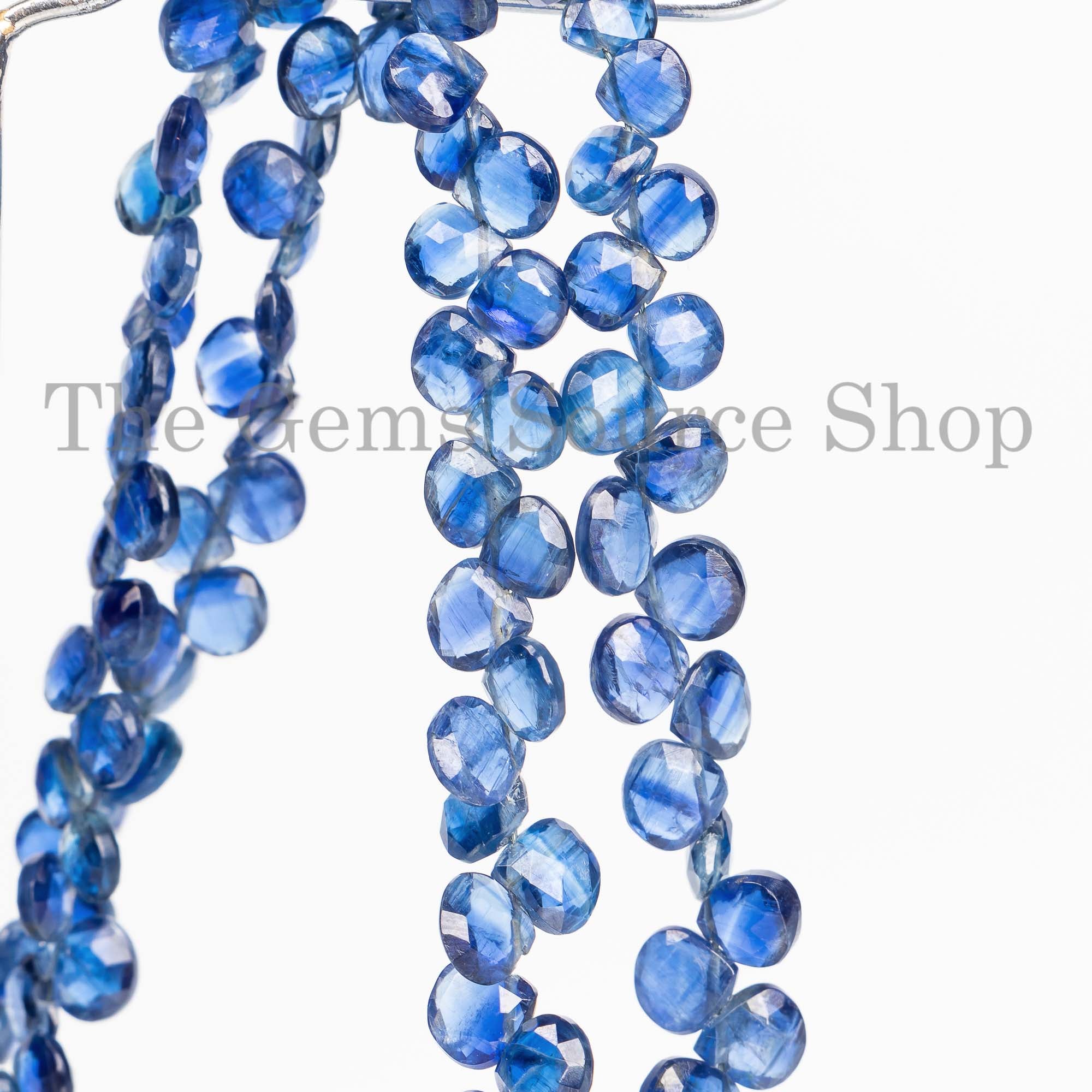 Kyanite Beads, Kyanite Faceted Beads, Kyanite Heart Shape Beads, Kyanite Gemstone Beads