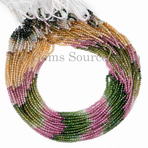 Multi Tourmaline Faceted Round Beads, Tourmaline Round Beads, Round Beads, Faceted Beads