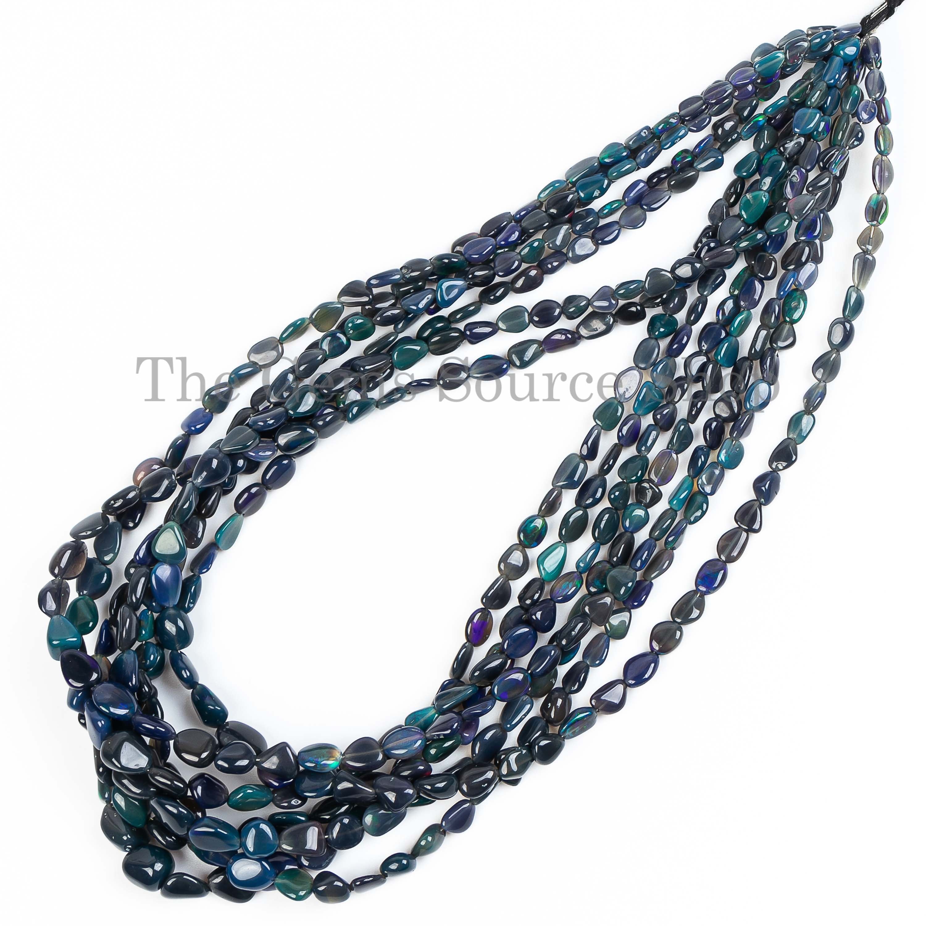 Black Ethiopian Opal Smooth Nugget Beads, Plain Black Opal Nugget Beads, Gemstone Beads