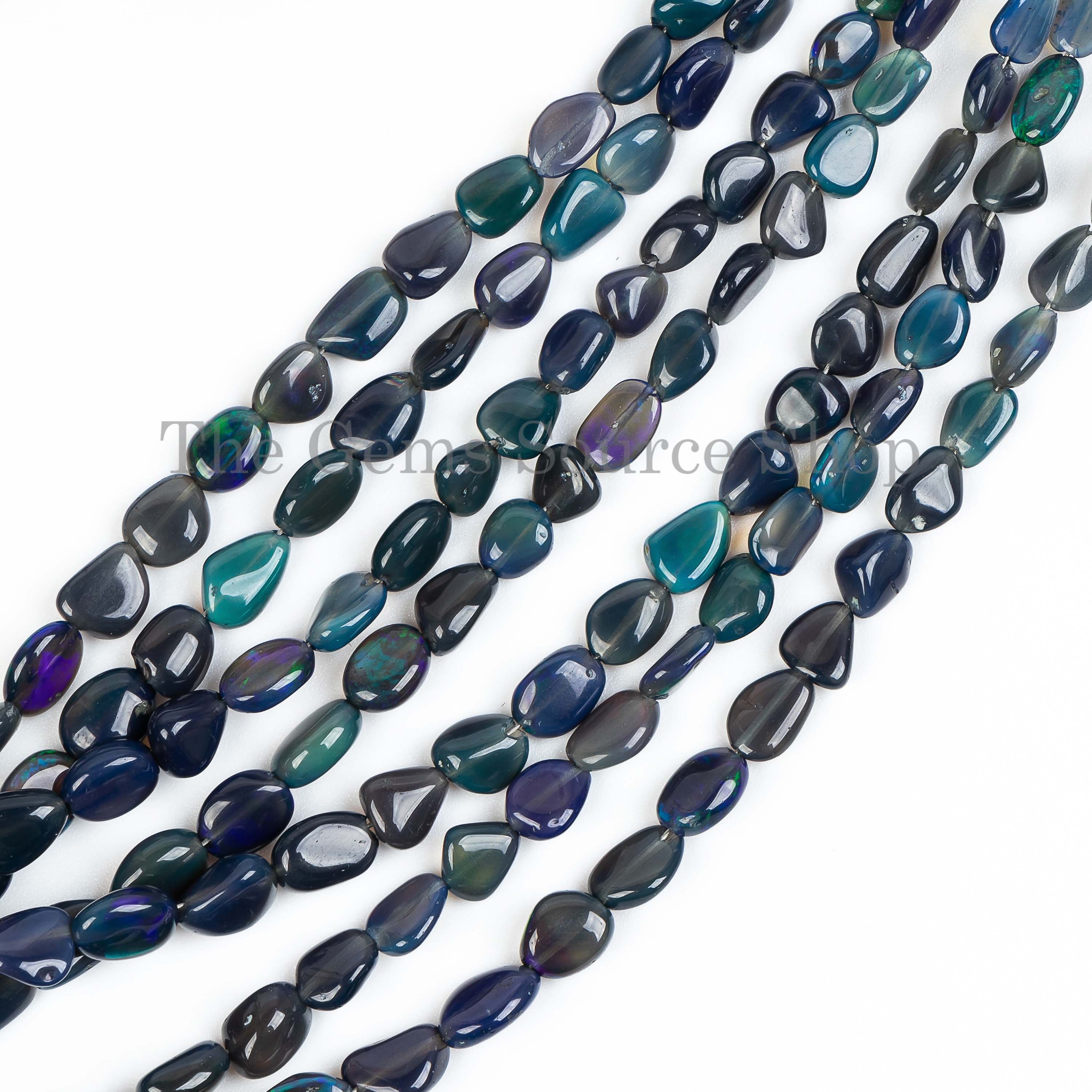 Black Ethiopian Opal Smooth Nugget Beads, Plain Black Opal Nugget Beads, Gemstone Beads