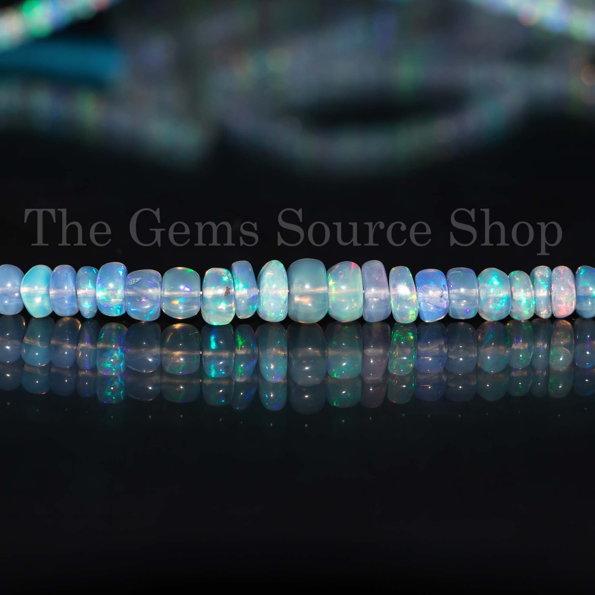 Light Blue Ethiopian Opal Smooth Rondelle Lot Of Beads, TGS-4125
