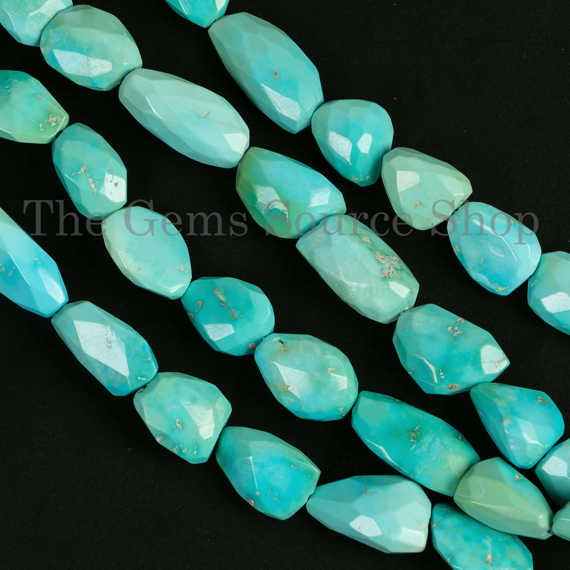 Sleeping Beauty Turquoise Nuggets, Briolette Nuggets, Natural Turquoise Faceted Tumbles, Loose Turquoise Strand