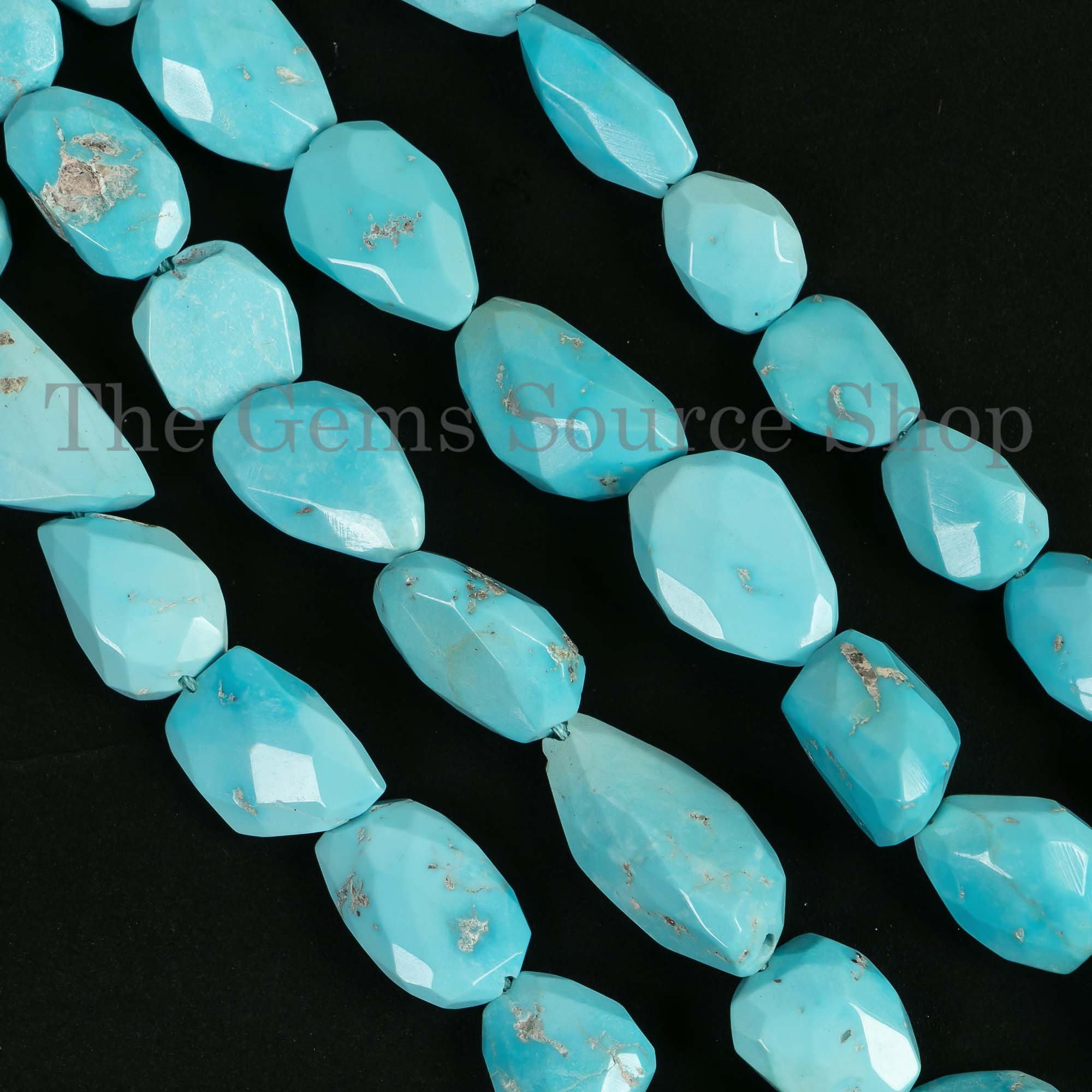 Sleeping Beauty Turquoise Nuggets, Natural Turquoise Faceted Tumbles, Briolette Nuggets, Loose Turquoise Beads