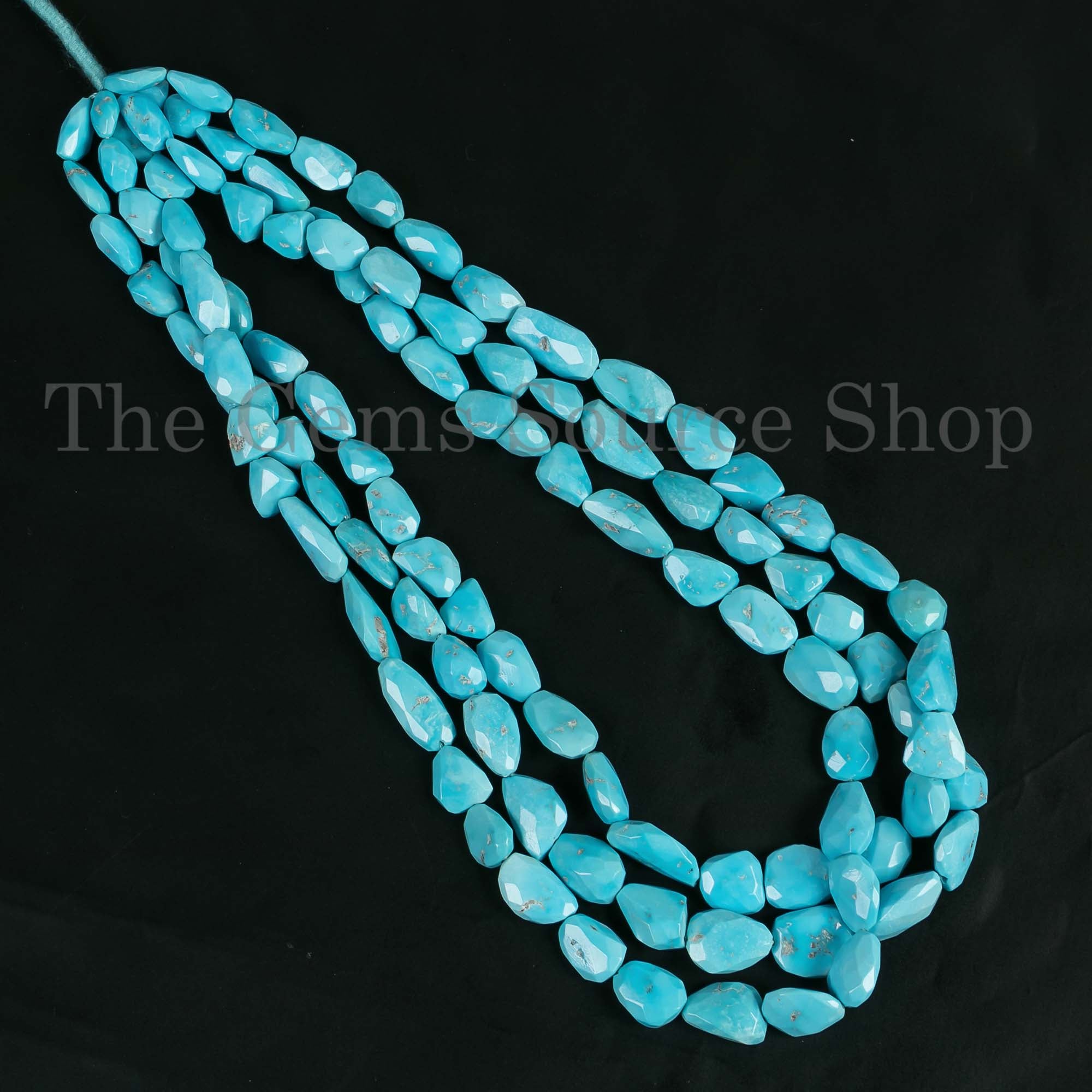 Natural Turquoise Briolette Nuggets, Turquoise Faceted Tumble Beads, Loose Turquoise Strand