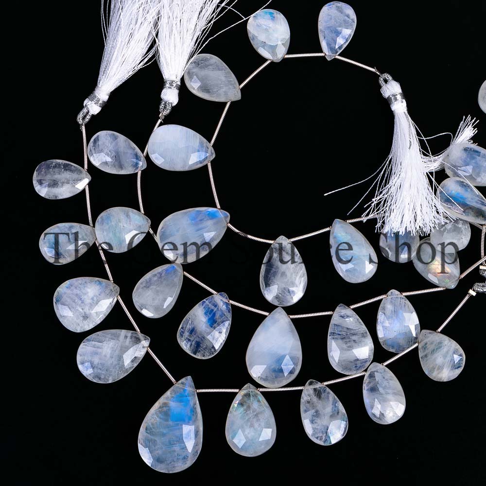 Rainbow Moonstone Beads, Moonstone Pear Shape Beads, Faceted Pear Beads, Wholesale Beads