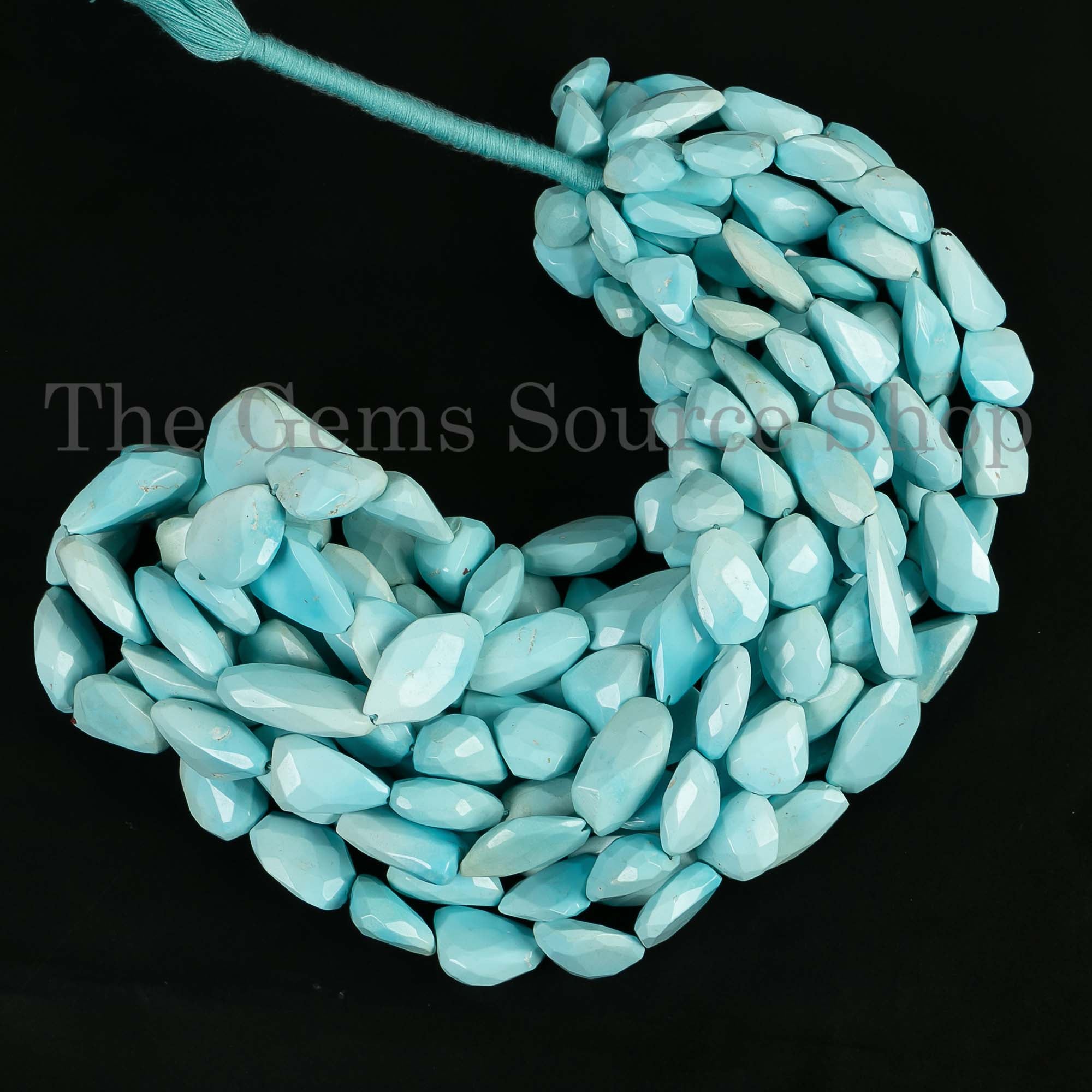 Natural Turquoise Briolette Nuggets, Turquoise Faceted Tumble Beads, Loose Turquoise Strand