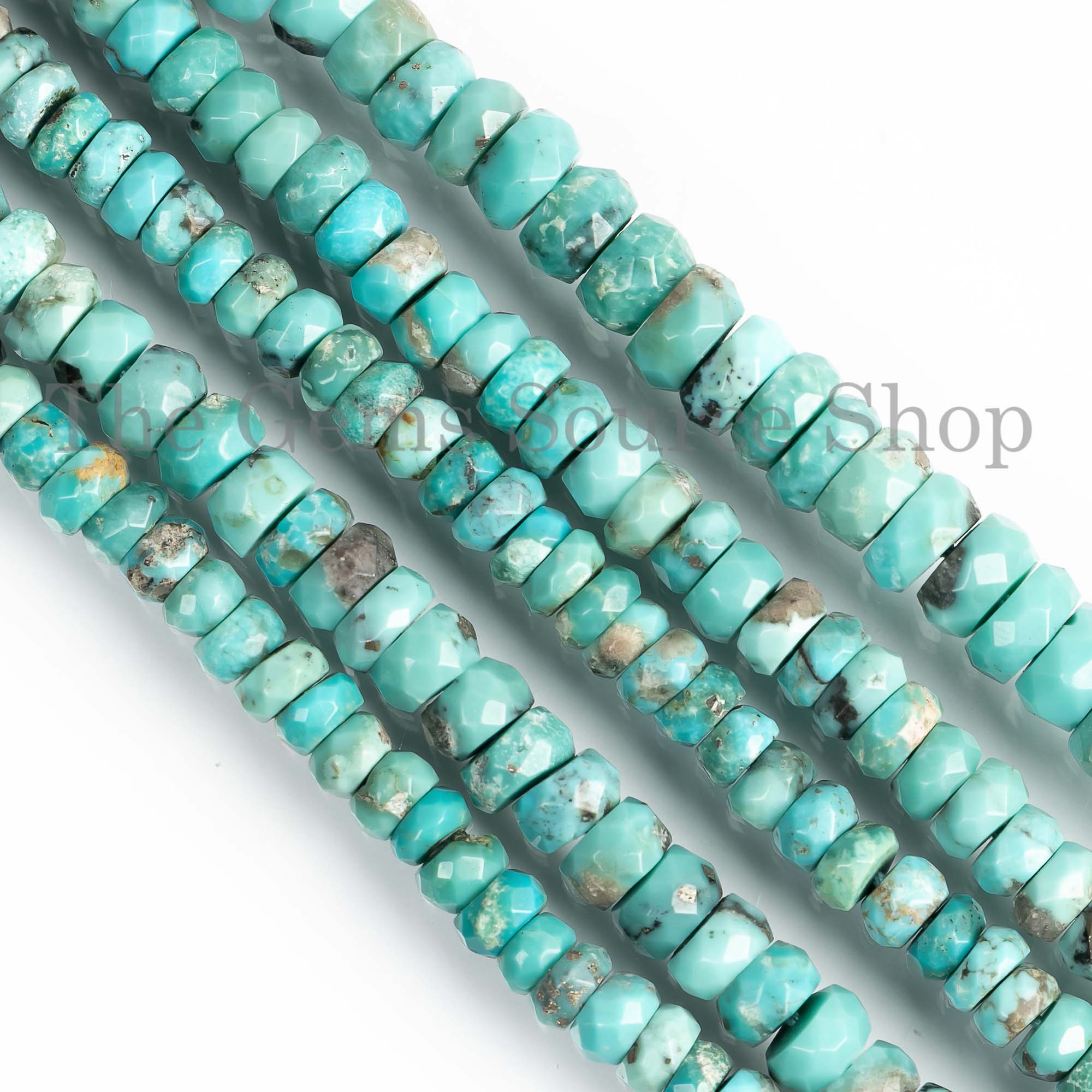 3.50-4mm Natural Turquoise Rondelle Beads, Arizona Turquoise Beads, Faceted Rondelle Beads, Turquoise Rondelle, Jewelry Making Beads