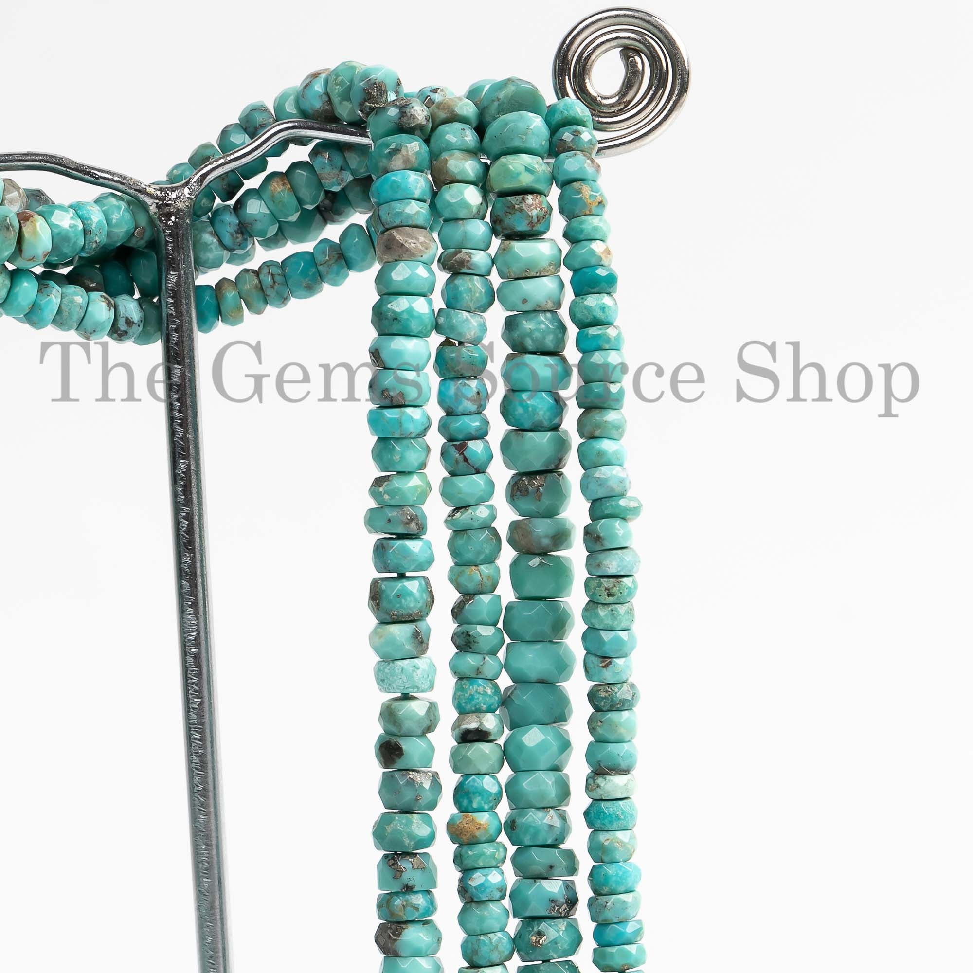 3.50-4mm Natural Turquoise Rondelle Beads, Arizona Turquoise Beads, Faceted Rondelle Beads, Turquoise Rondelle, Jewelry Making Beads