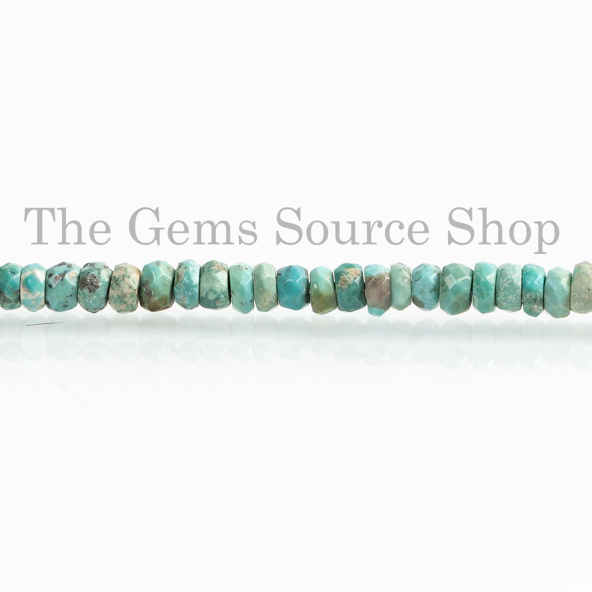 3.25-4.5mm Natural Turquoise Rondelle Beads, Arizona Turquoise Beads, Faceted Rondelle Beads, Turquoise Rondelle, Jewelry Making