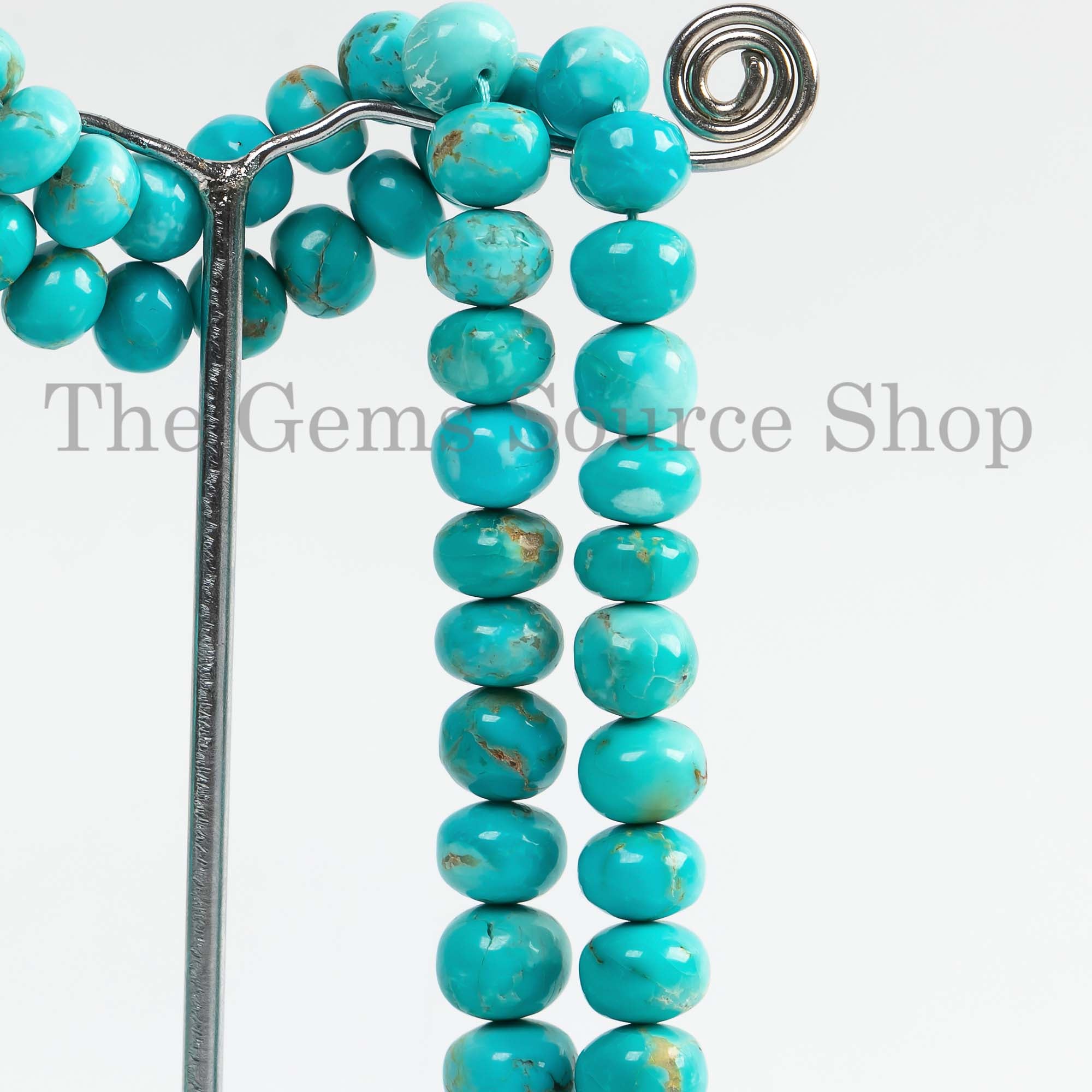 8-12mm Turquoise Smooth Rondelle Beads, Natural Turquoise ,Gemstone Beads, Jewelry Making Beads