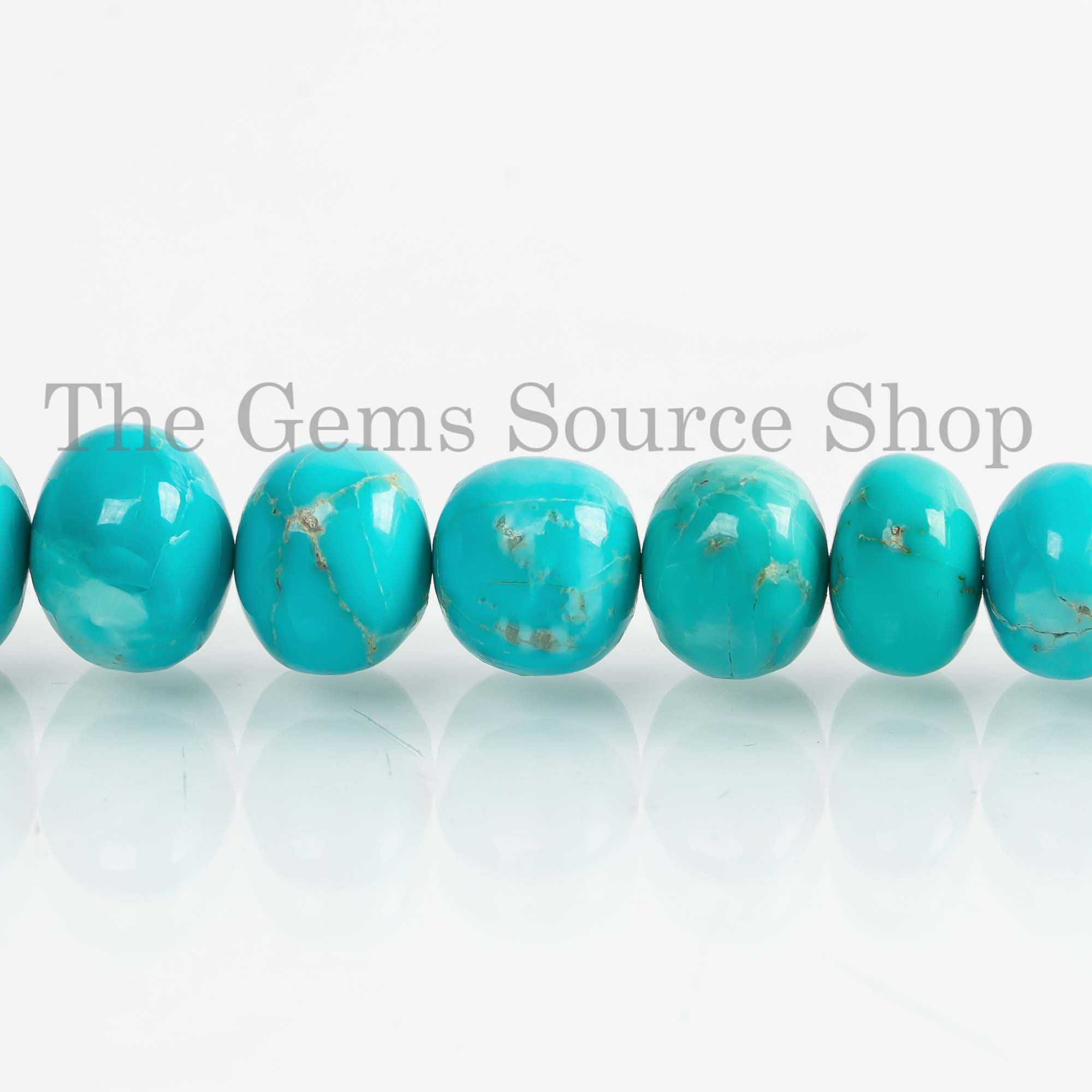 8-12mm Turquoise Smooth Rondelle Beads, Natural Turquoise ,Gemstone Beads, Jewelry Making Beads