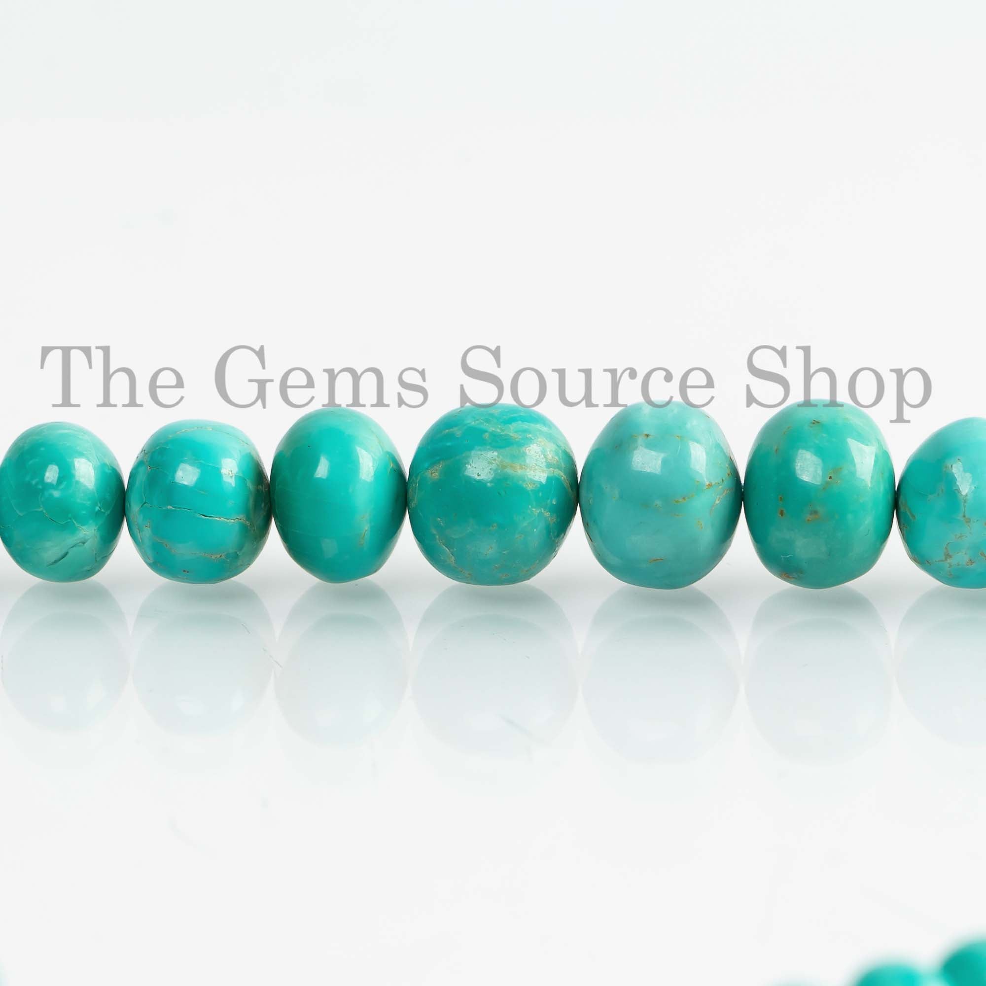 7.5-13.5mm Turquoise Gemstone Rondelle Beads, Natural Turquoise Beads, Smooth Wholesale Beads, Craft Loose Beads