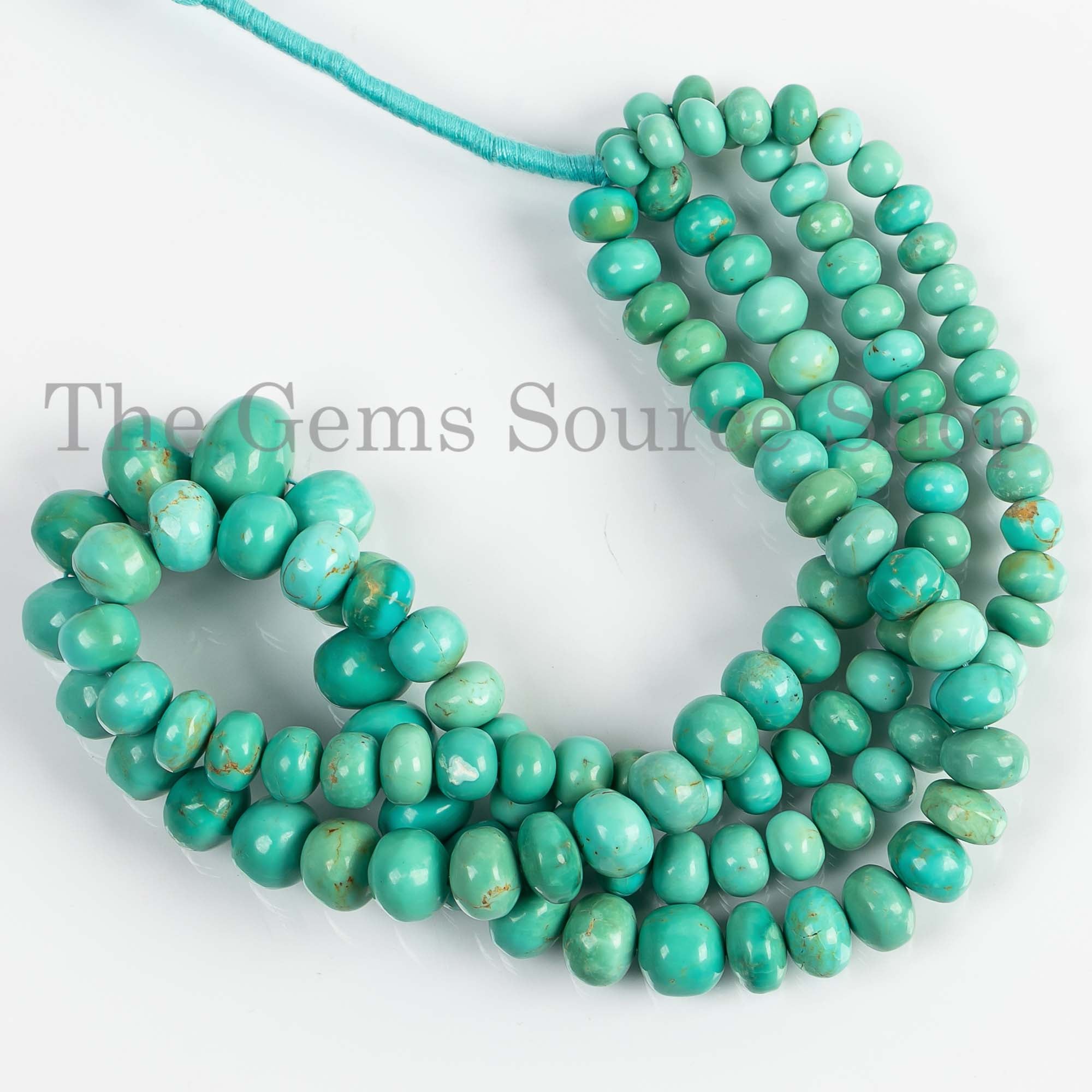 Turquoise Gemstone Smooth Rondelle Beads, 7-14mm Natural Turquoise Beads, Roundel Beads, Jewelry Making Beads