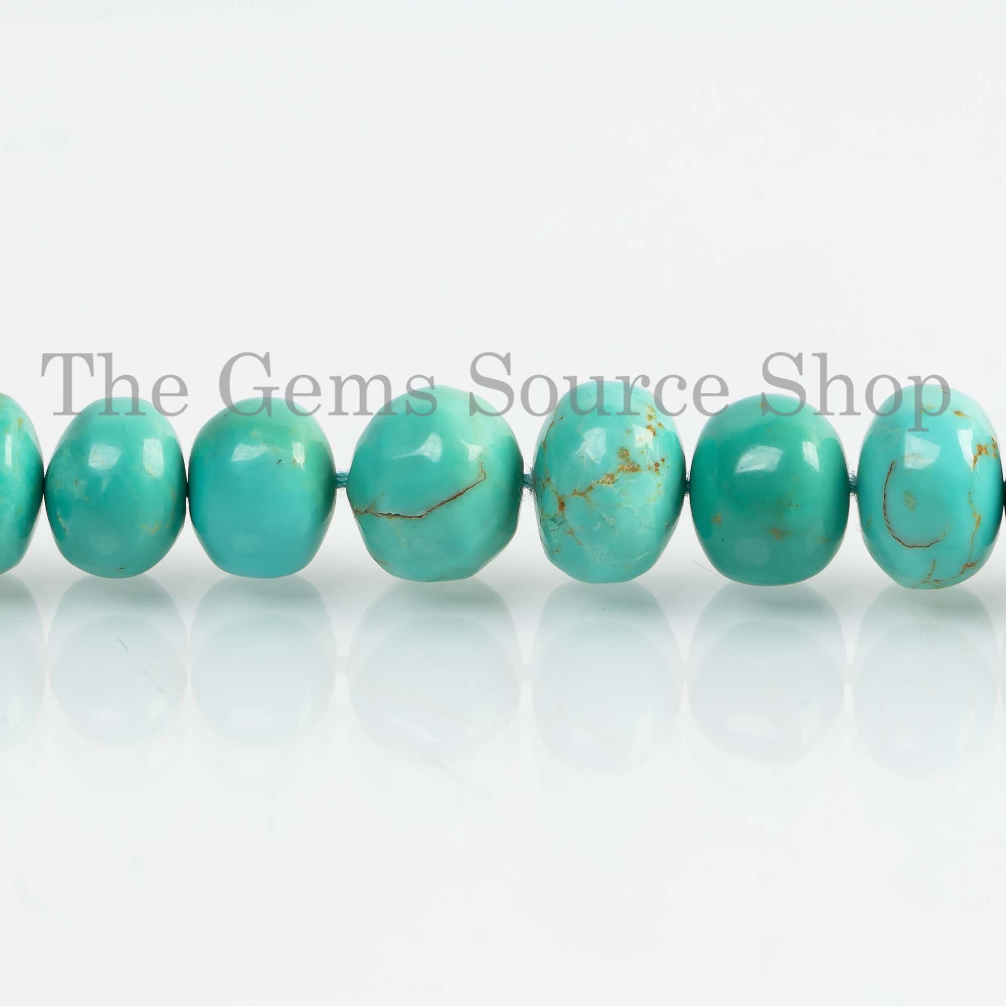 Turquoise Gemstone Smooth Rondelle Beads, 7-14mm Natural Turquoise Beads, Roundel Beads, Jewelry Making Beads