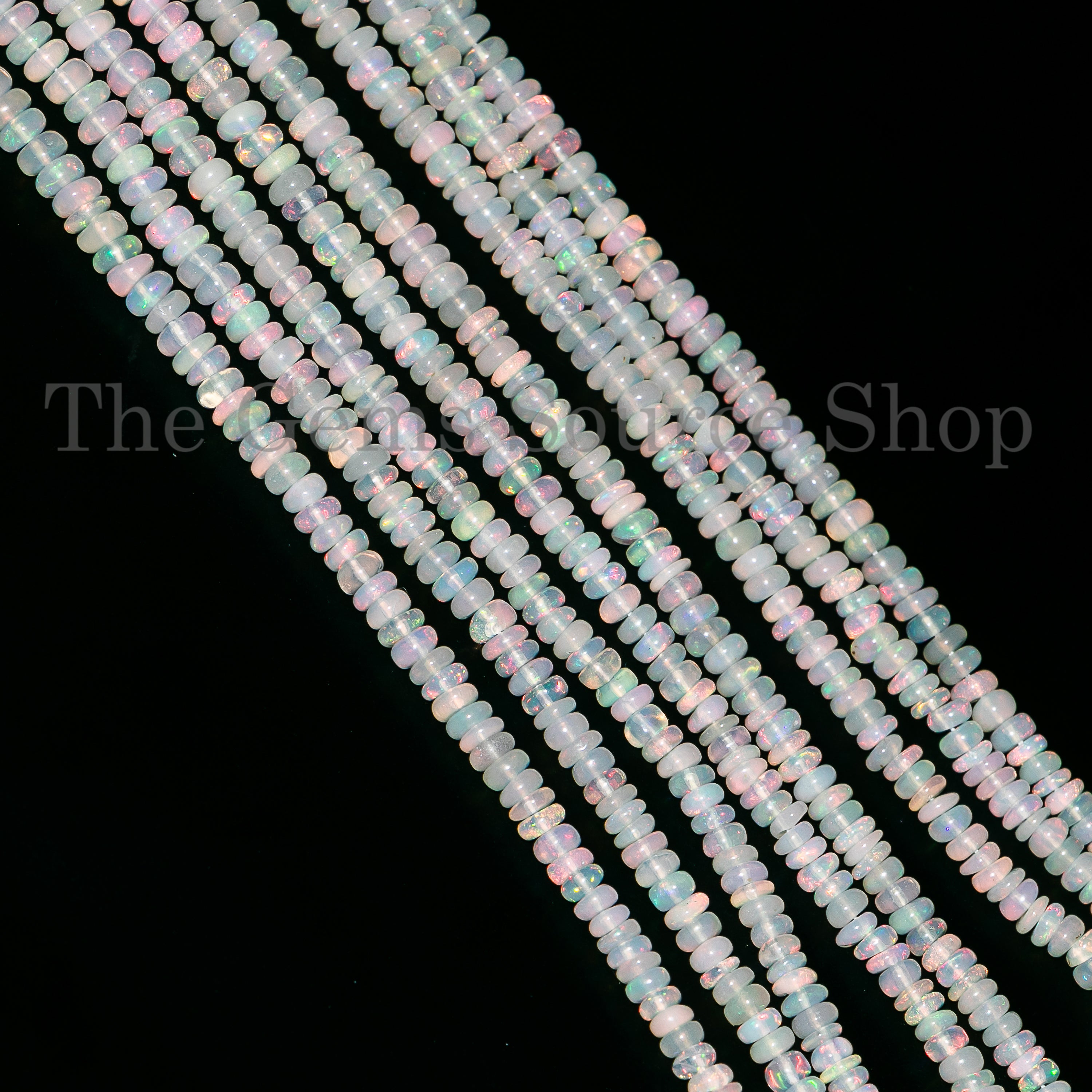Ethiopian Opal Smooth Rondelle Gemstone Craft Beads Strand for Jewelry-3.5-6mm-18"