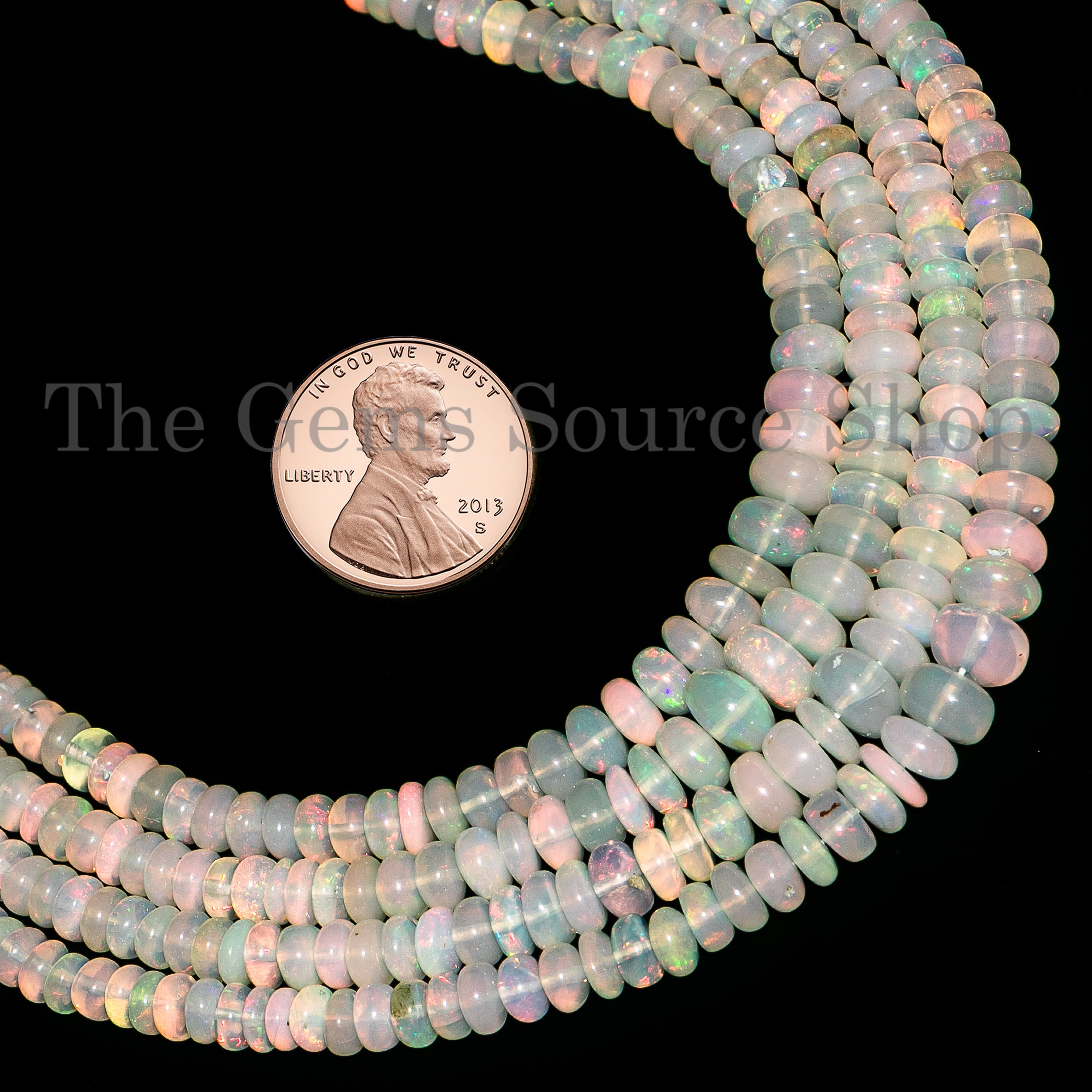 Ethiopian Opal Smooth Rondelle Gemstone Craft Beads Strand for Jewelry-3.5-6mm-18"