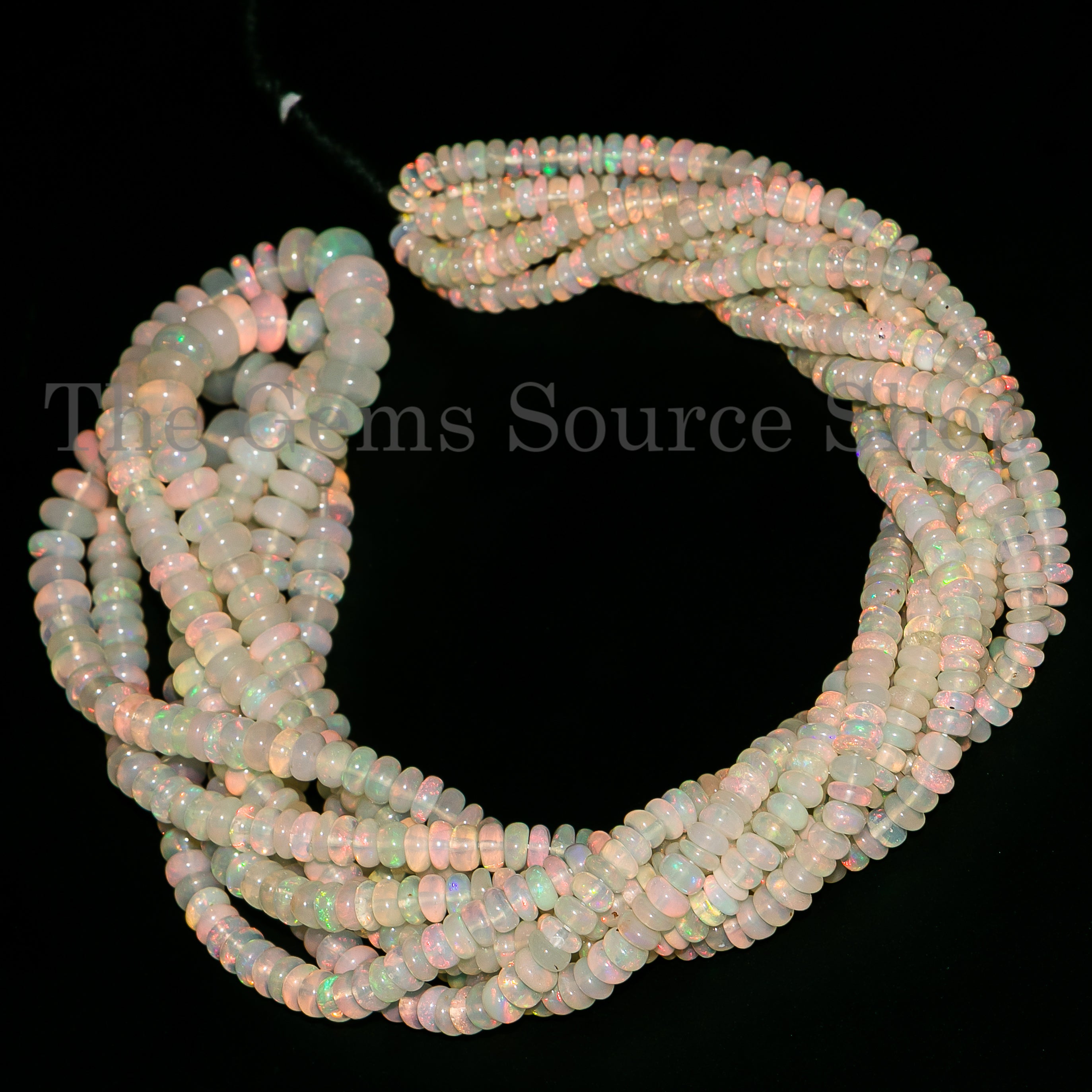 Ethiopian Opal Smooth Rondelle Gemstone Craft Beads Strand for Jewelry-3.5-6mm-18"