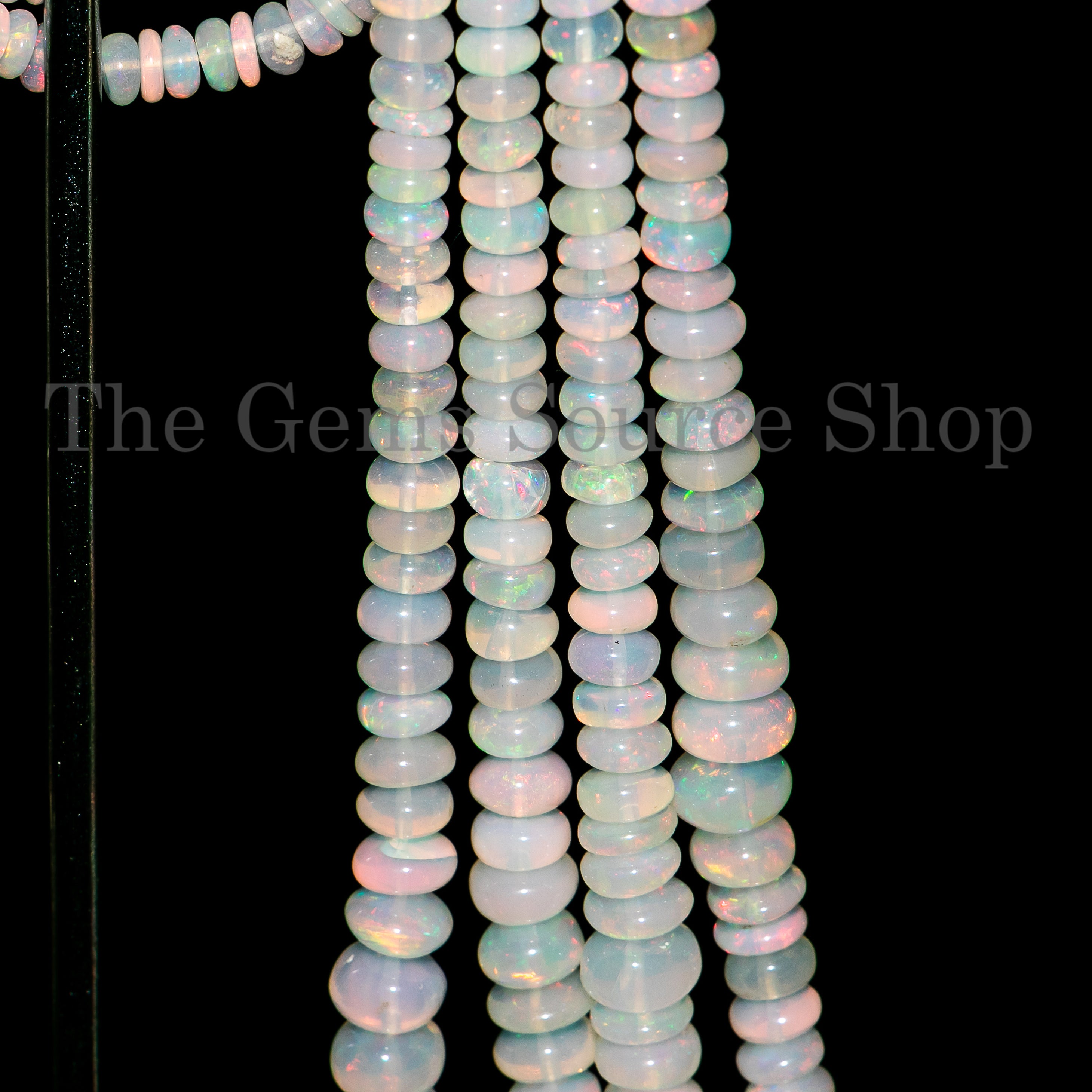 Ethiopian Opal Smooth Rondelle Gemstone Craft Beads Strand for Jewelry-3.5-6mm-18"