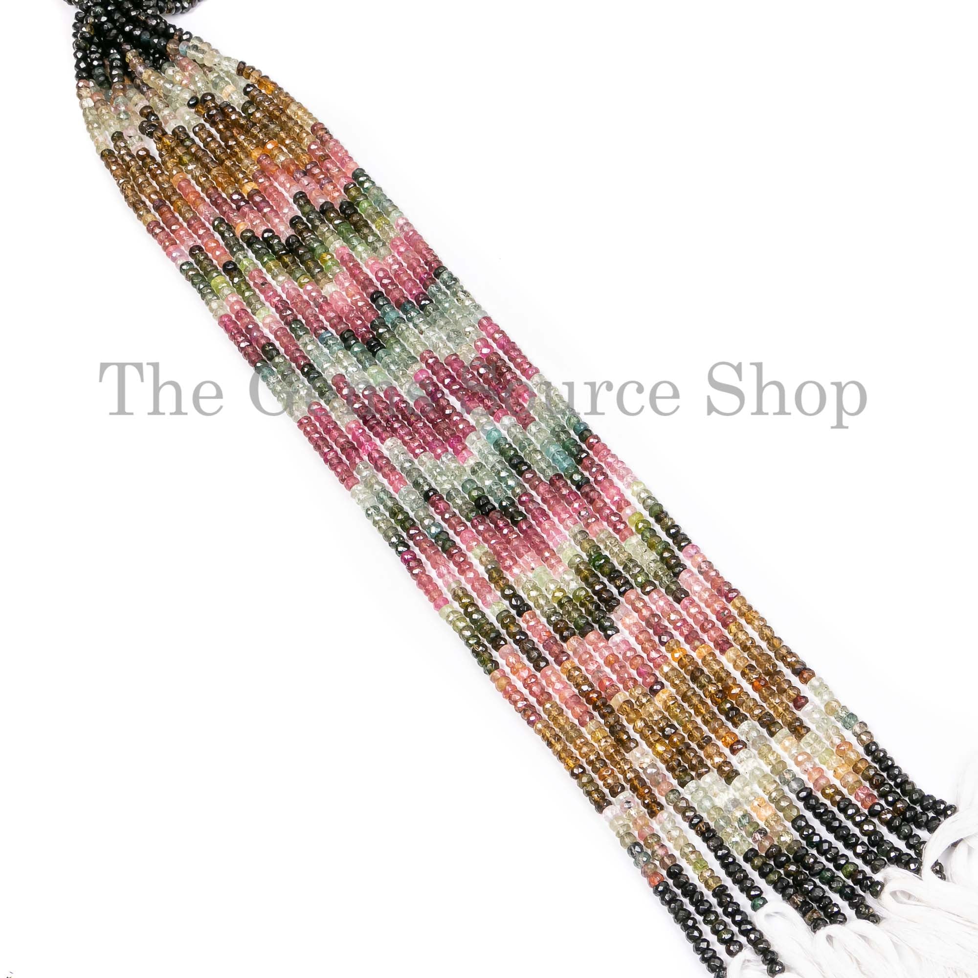 14" Natural Multi Tourmaline Rondelle Shape Gemstone Crafting 4-4.5mm Beads Strand