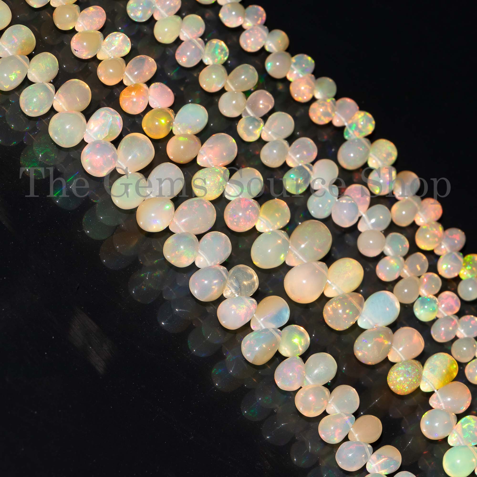 Ethiopian Opal Gemstone Beads, Opal Smooth Drop Shape Beads