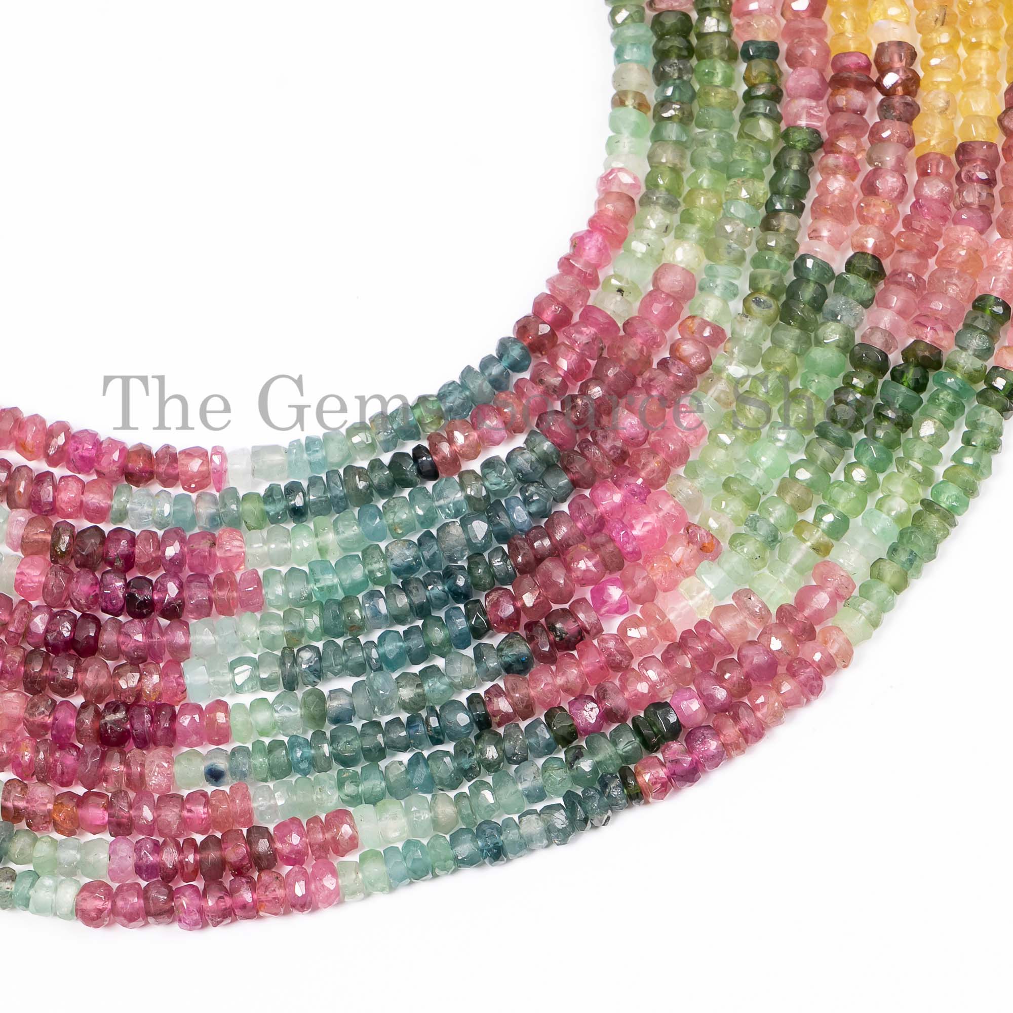 Multi Tourmaline Beads, Tourmaline Faceted Beads, Tourmaline Rondelle Shape Beads, Beads For Jewelry