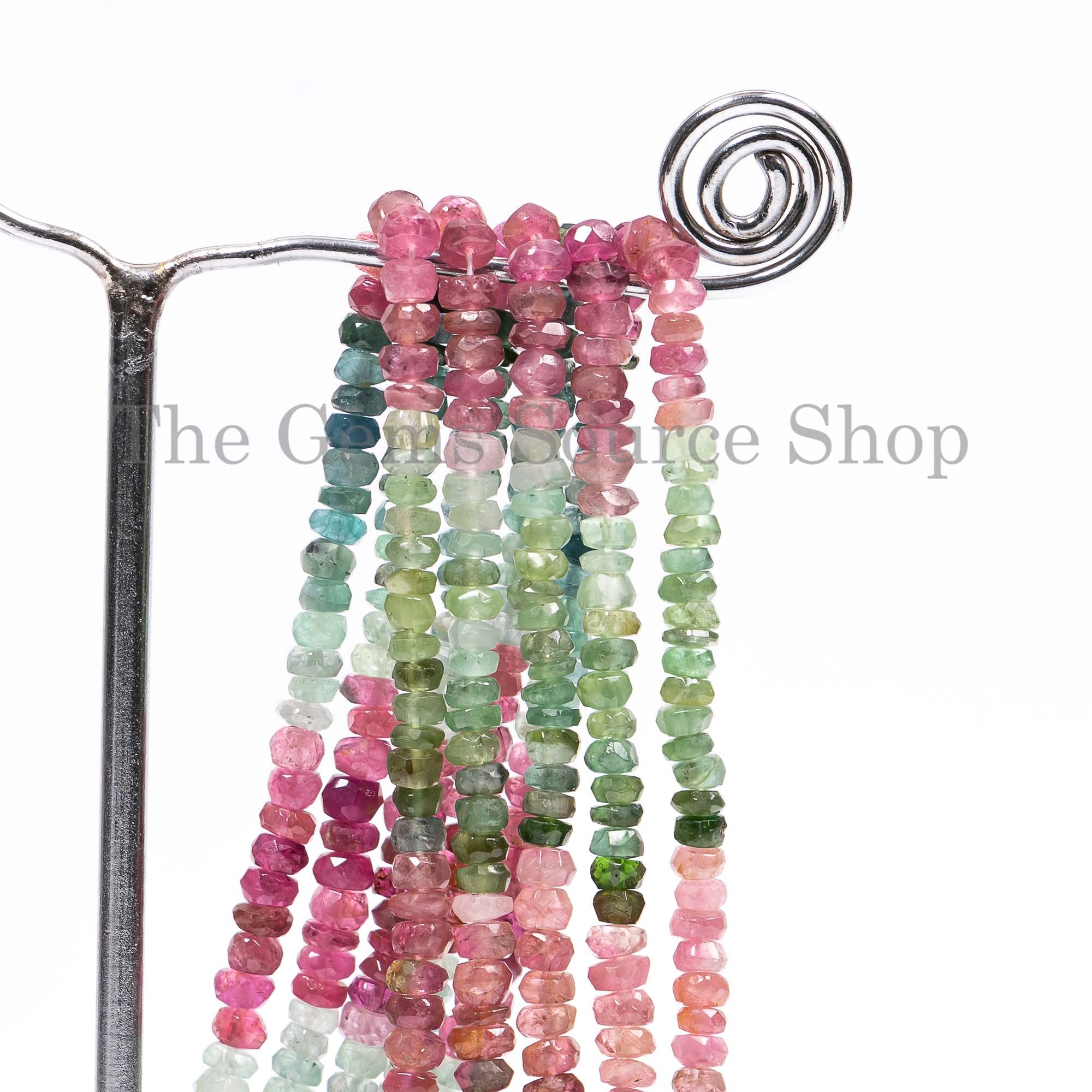 Multi Tourmaline Beads, Tourmaline Faceted Beads, Tourmaline Rondelle Shape Beads, Beads For Jewelry