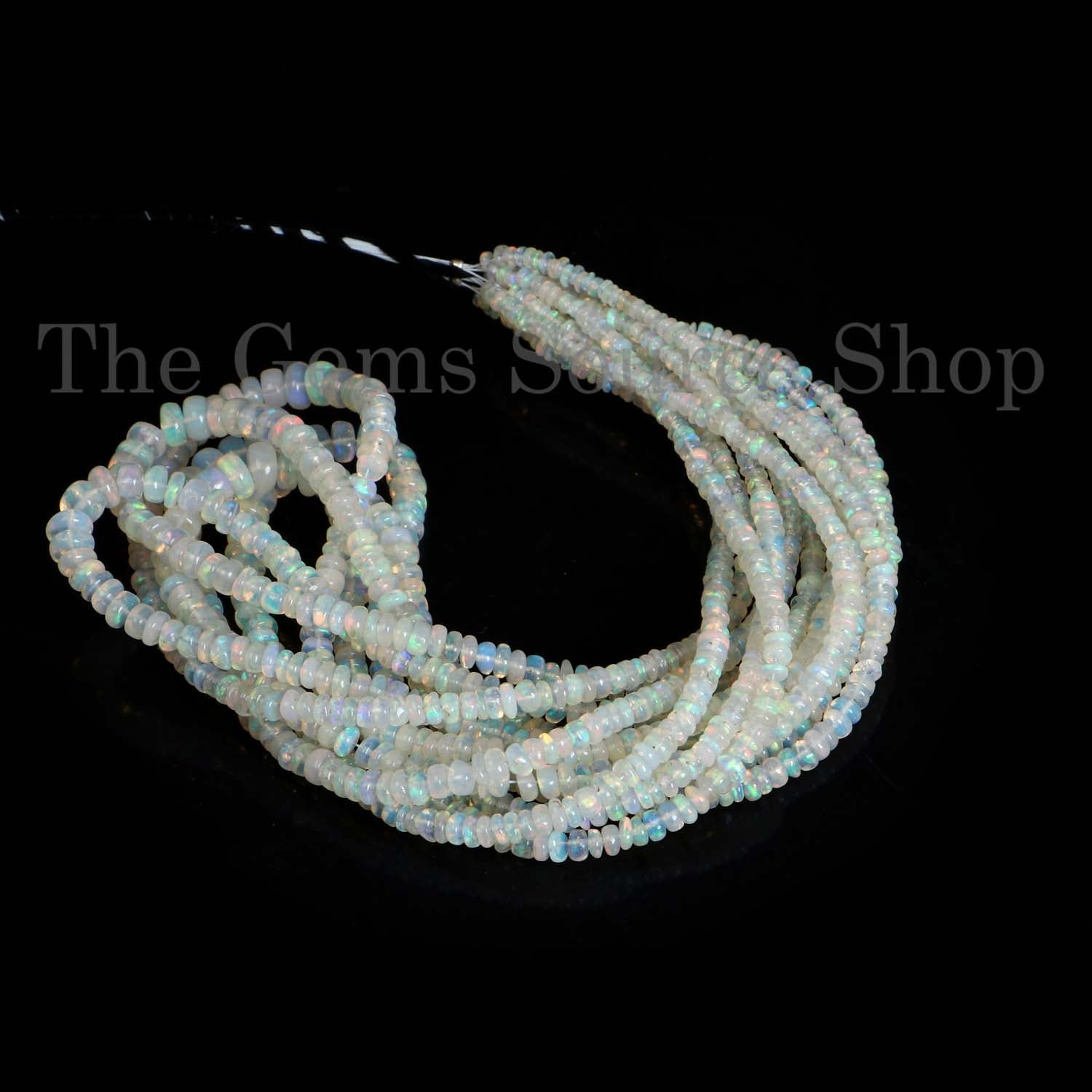 Natural Ethiopian Opal Beads, Ethiopian Opal Smooth Rondelle Beads, Wholesale Gemstone Beads