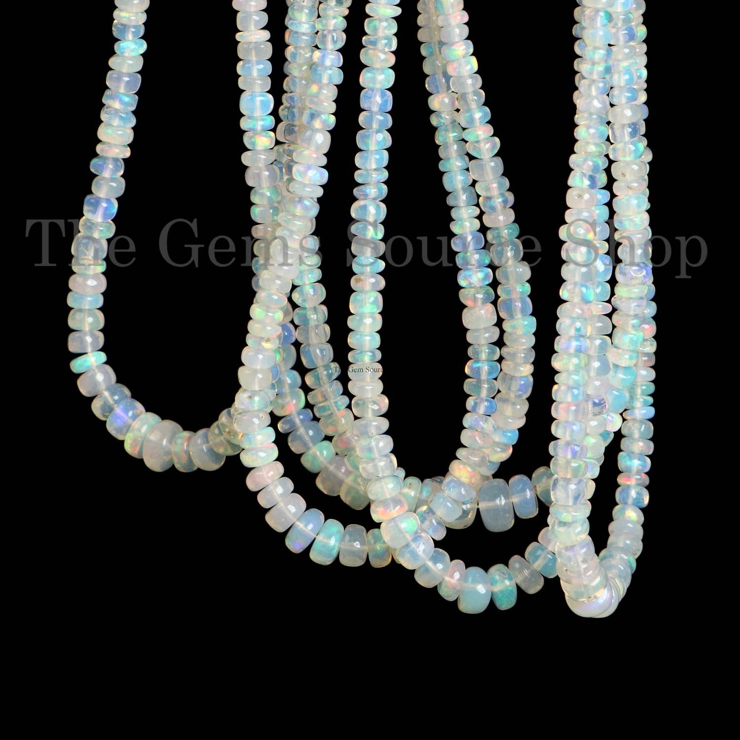 Natural Ethiopian Opal Beads, Ethiopian Opal Smooth Rondelle Beads, Wholesale Gemstone Beads
