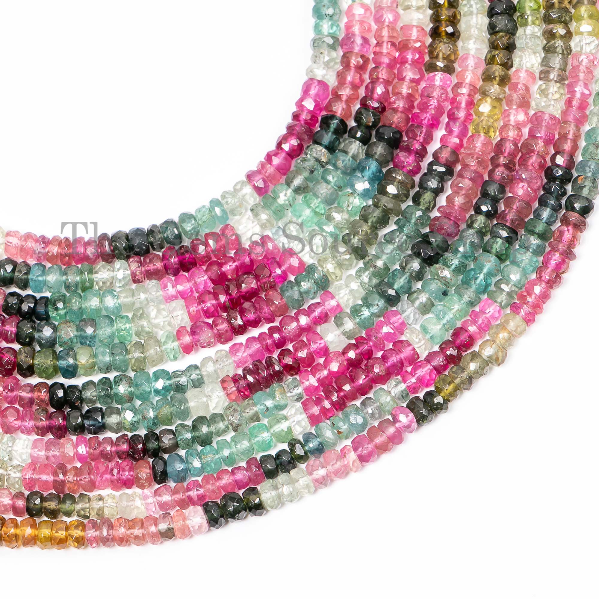 Natural Multi Tourmaline Beads, Tourmaline Faceted Beads, Tourmaline Rondelle Shape Beads
