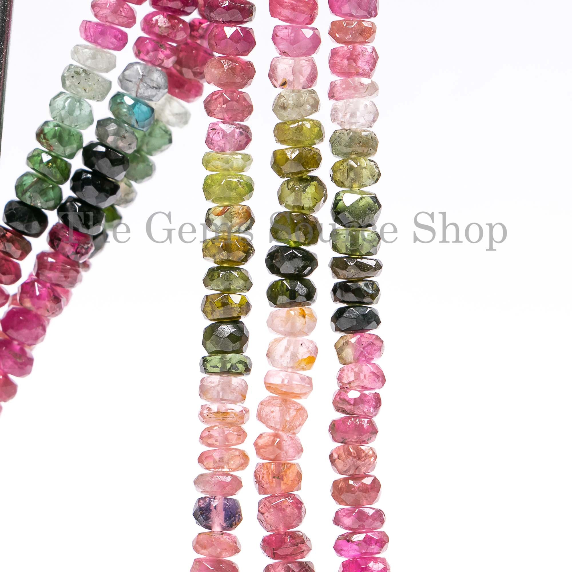 Natural Multi Tourmaline Beads, Tourmaline Faceted Rondelle Beads, Wholesale Gemstone Beads